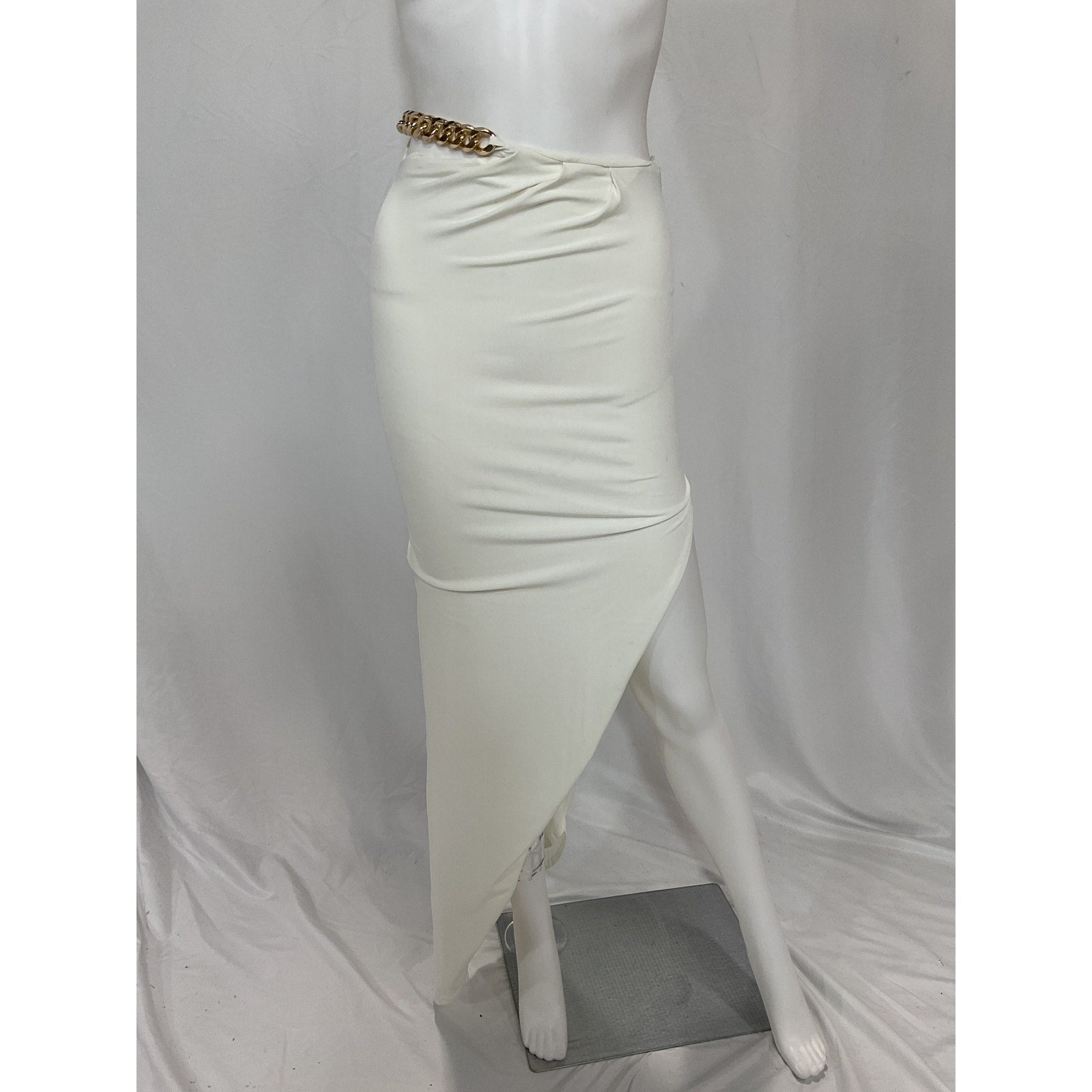 Nookie 'Alyssa' White Chain Asymmetric Skirt Size XS