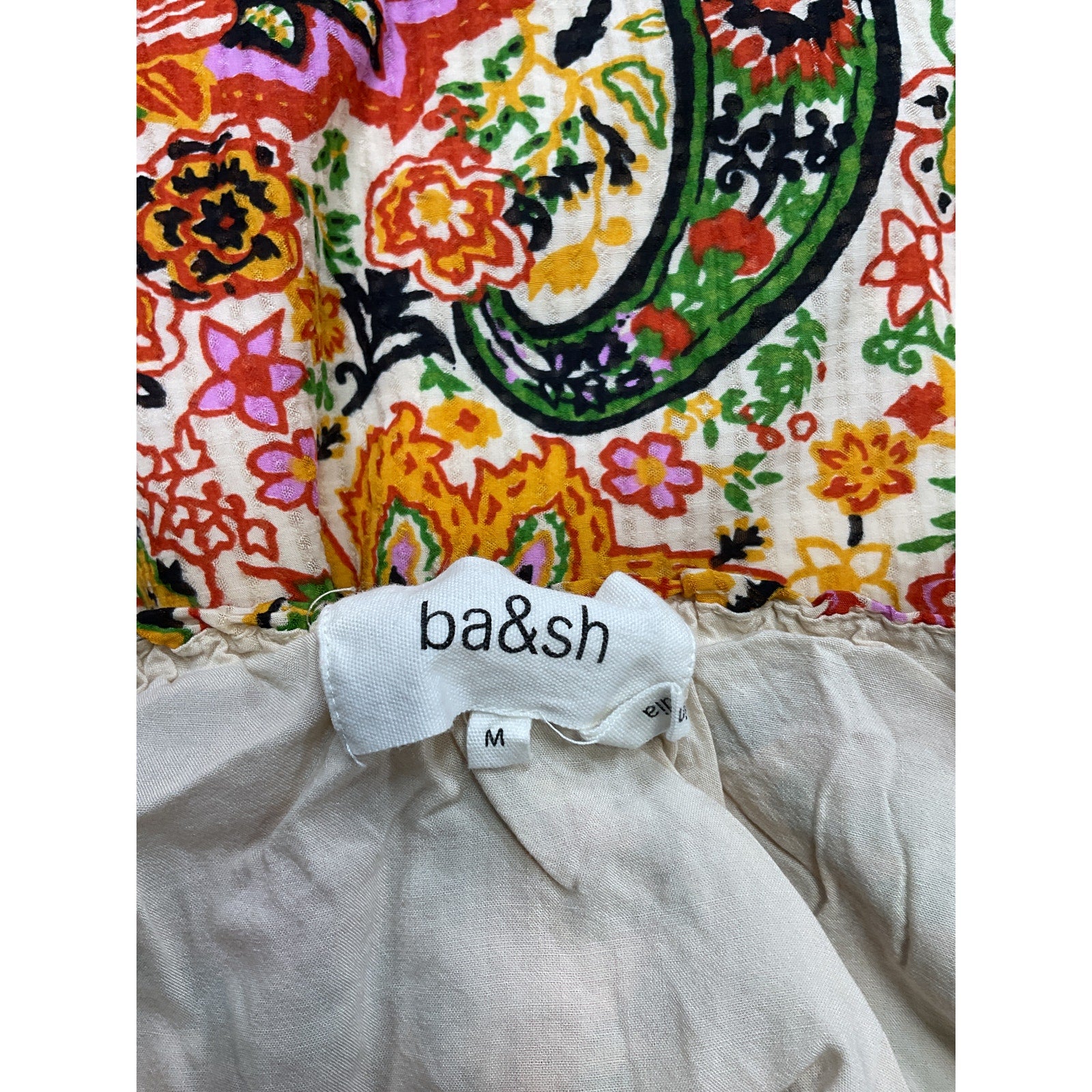 Ba&Sh 'Baila' Green Floral Paisley Button Front Midi Dress Size M