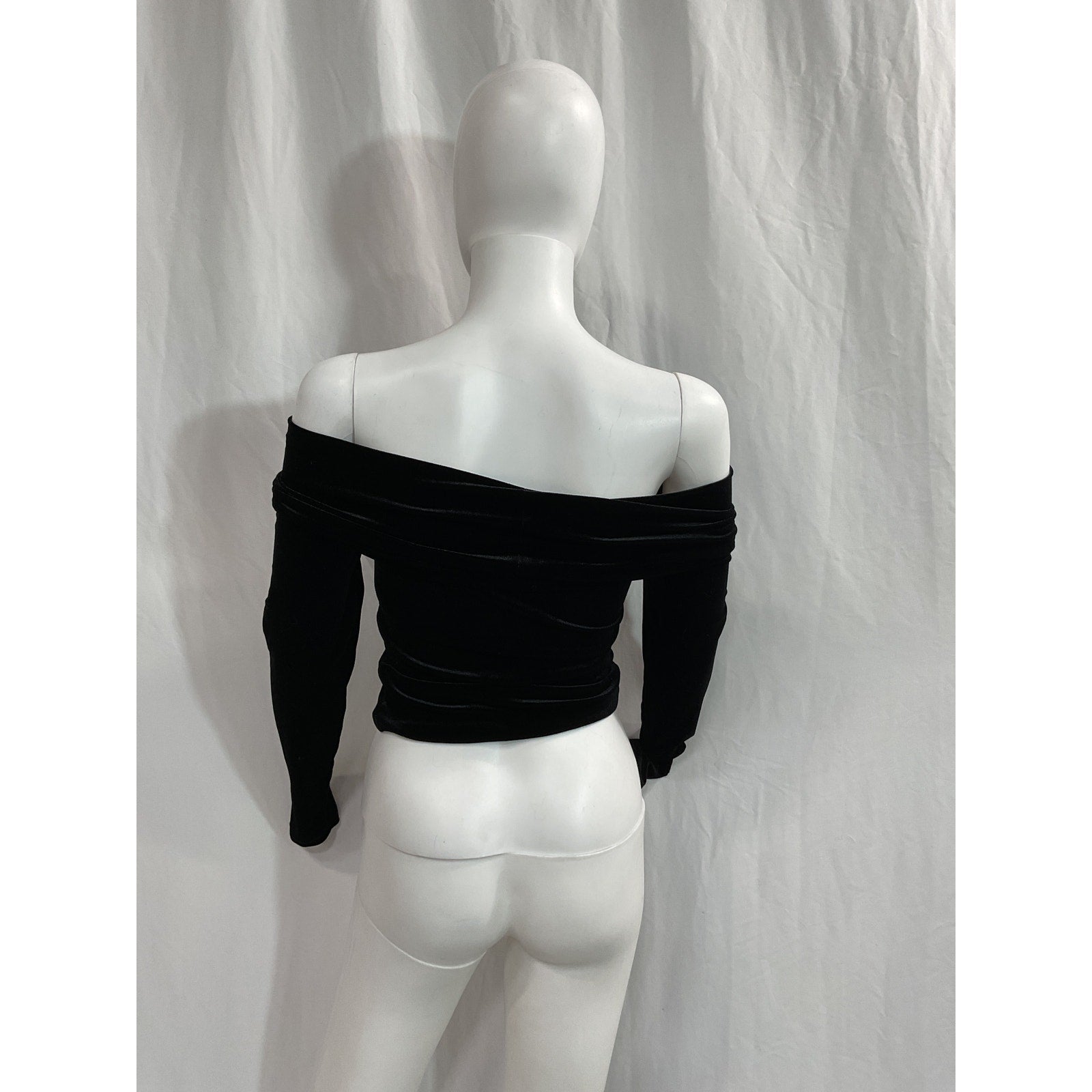 Allsaints 'Delta' Black Off Shoulder Velvet Top Size 4