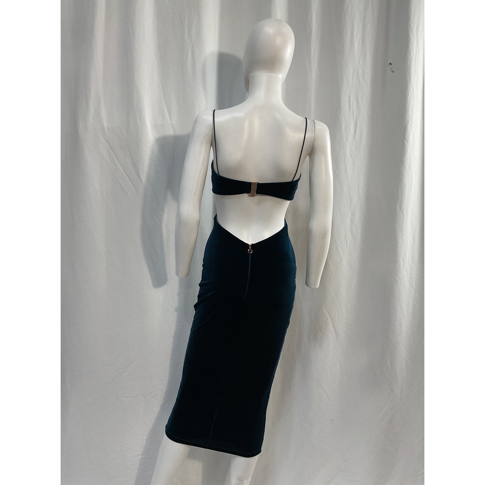 Nookie 'Dejavu' Blue Velvet Cut Out Midi Dress Size S