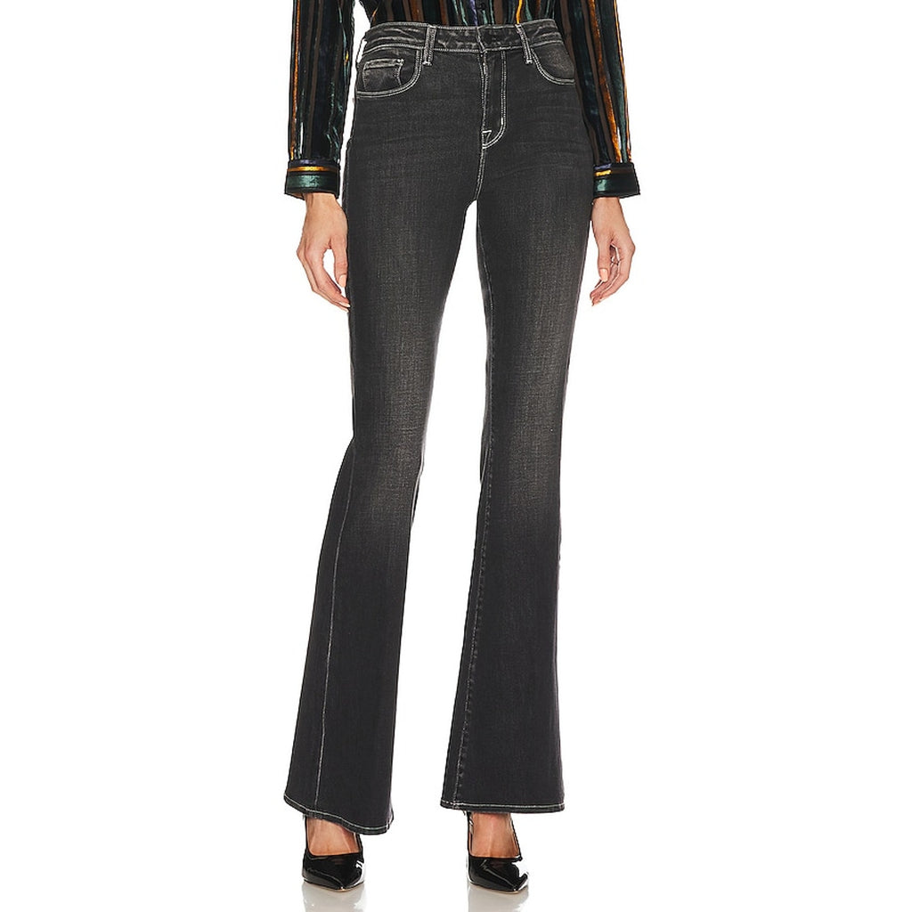 L'Agence 'Bell' Black Cotton High Rise Flare Size 25