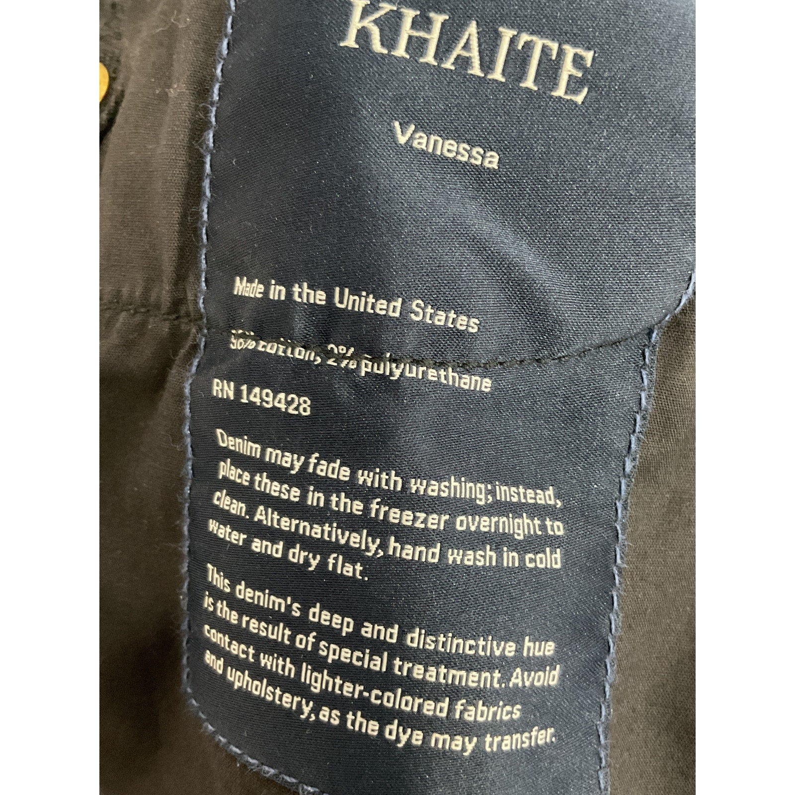 Khaite 'Vivian' Black Mid-Rise Straight-Leg Denim Jeans Size 26