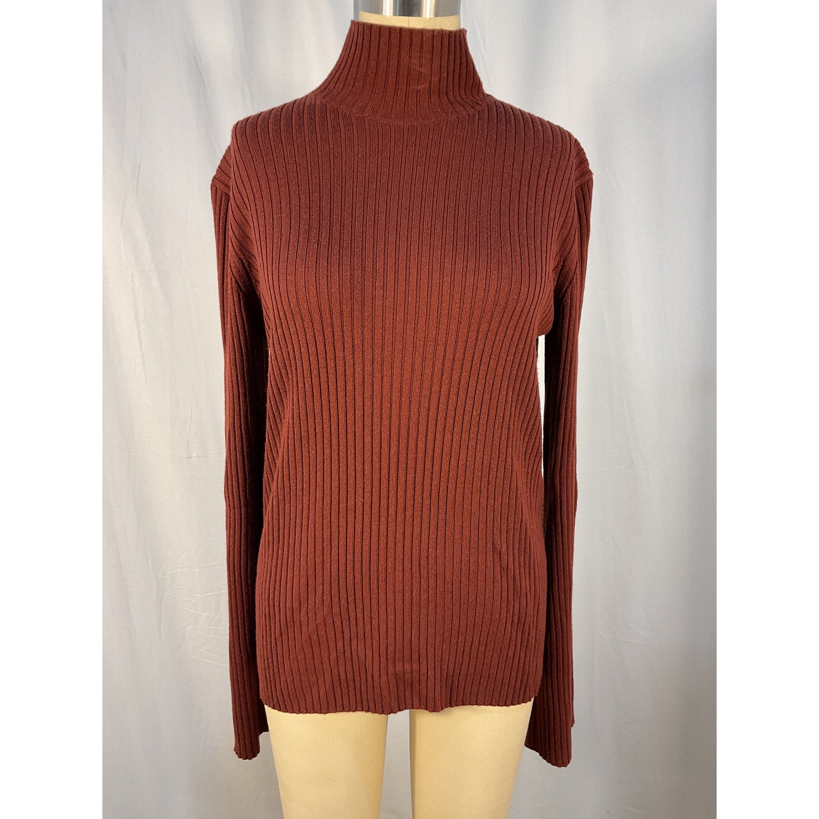 Chlo� 'Ribbed' Brown Wool Cashmere-Blend Turtleneck Sweater Size XL
