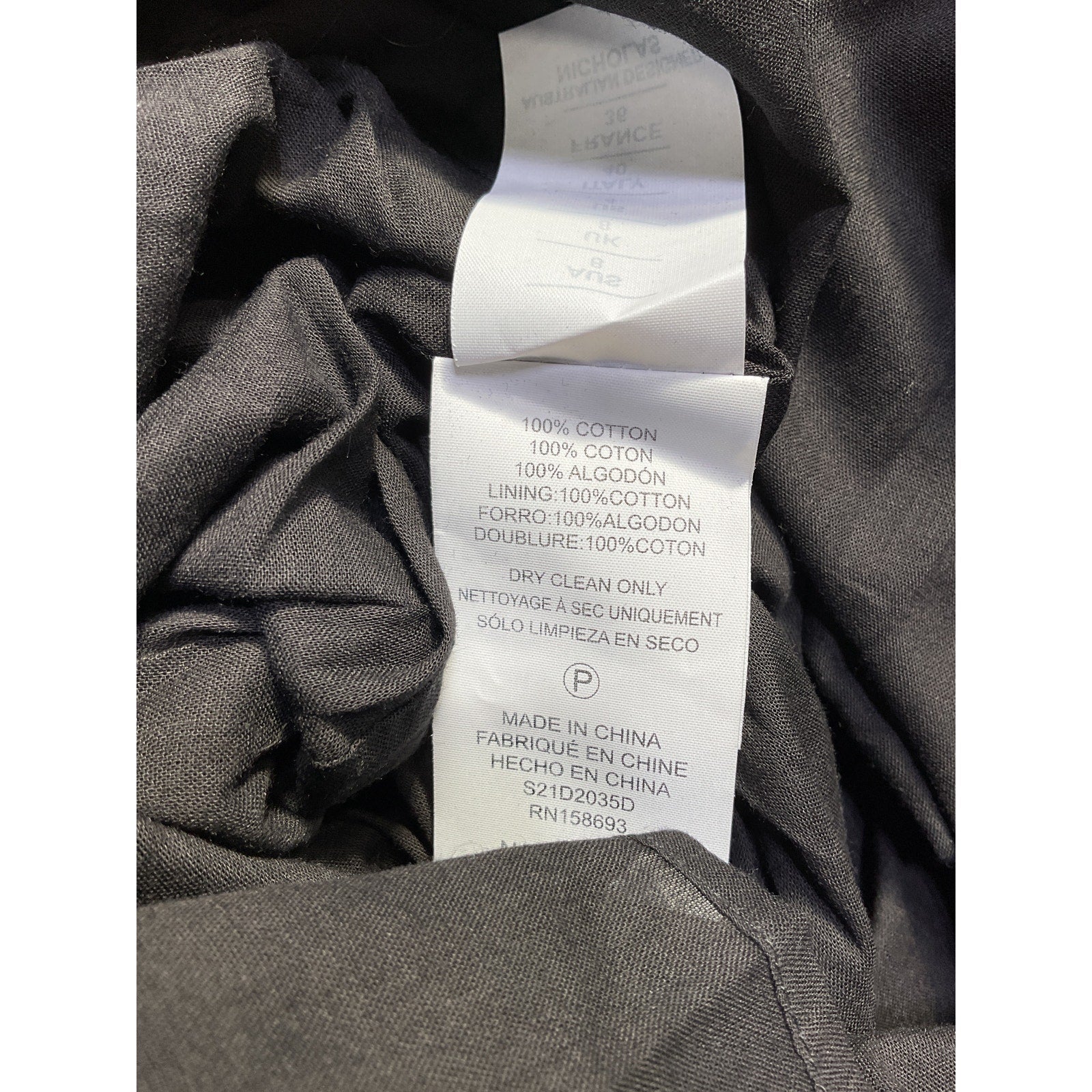 Nicholas 'Baylee' Black Cotton Dress Size 4 - NWT