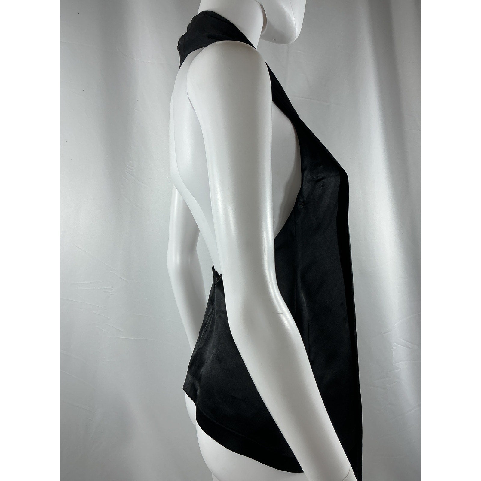 Loewe Open-Back Black Acetate Satin Halterneck Top Size 34