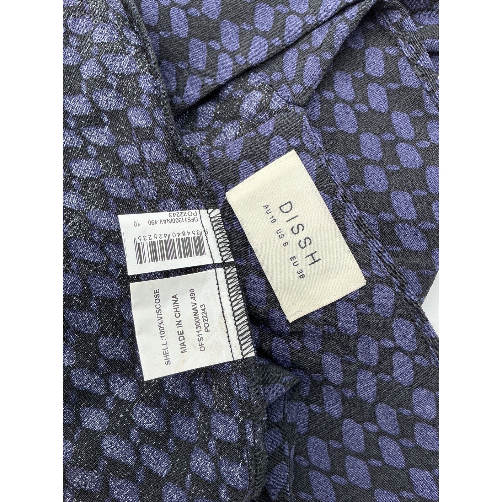 Dissh 'Fame' Blue Viscose Geo Slip Dress Size 6