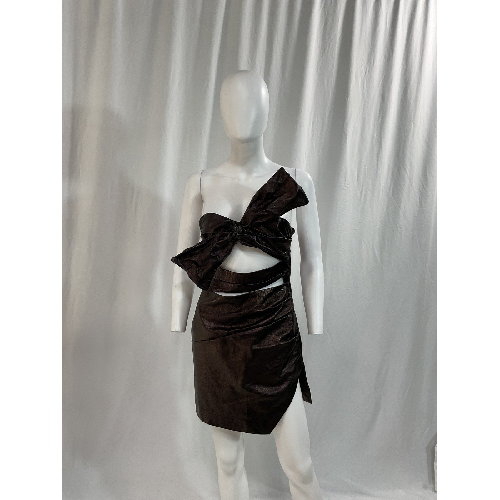 Lamarque 'Karla' Brown Waist Cut Out Mini Dress Size S