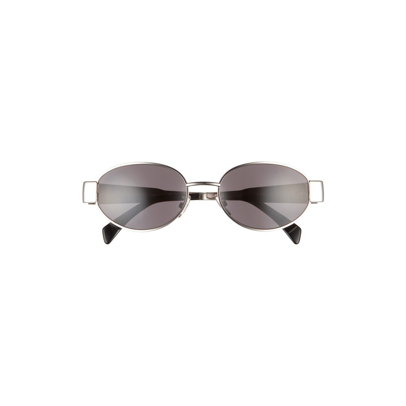 Celine 'Triomphe' Silver Metal 54mm Oval Sunglasses Size OS