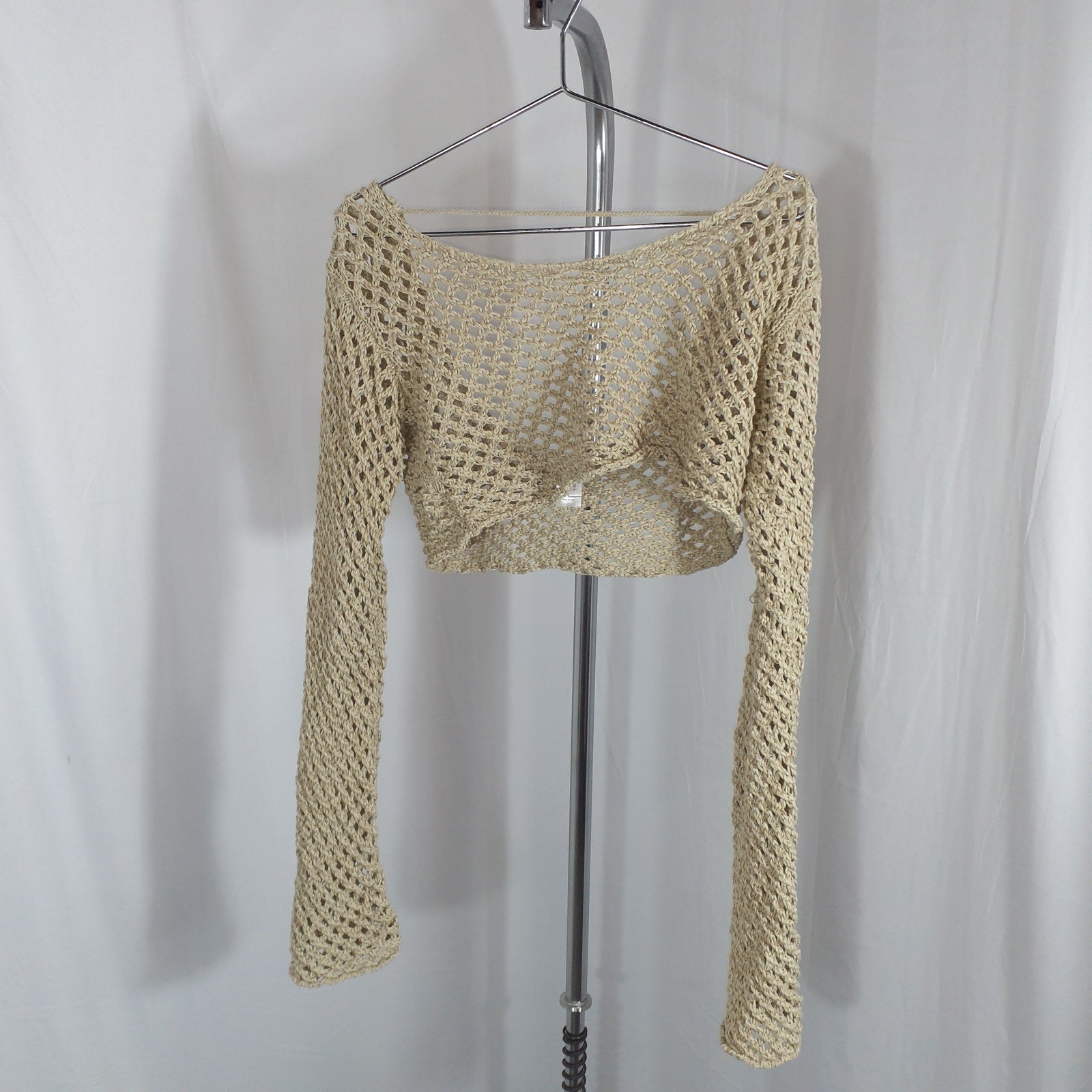 Bananhot 'Magen' Tan Crochet Knit Sweater Size M