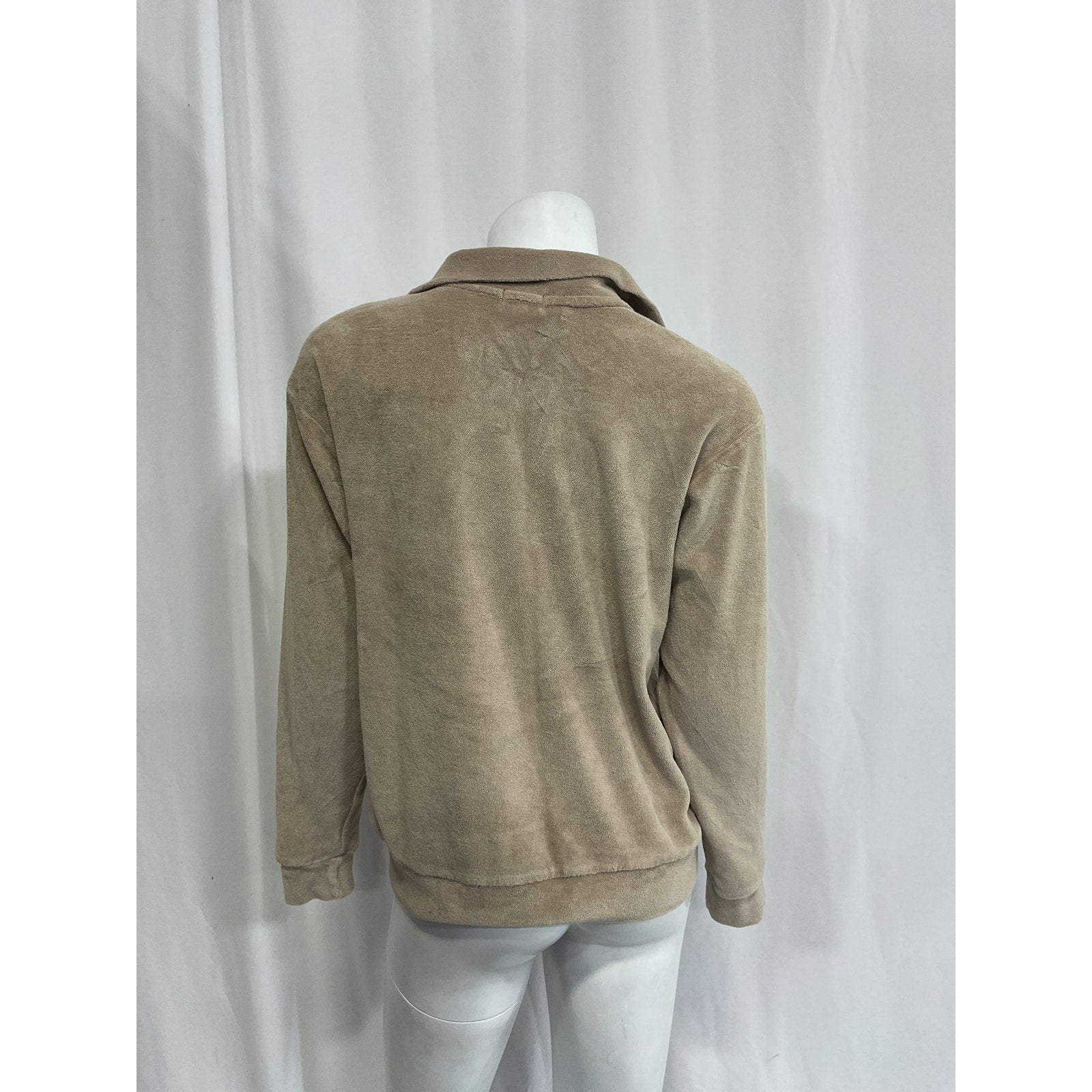 Donni. 'Terry' Tan Terrycloth Half Zip Pullover Size S
