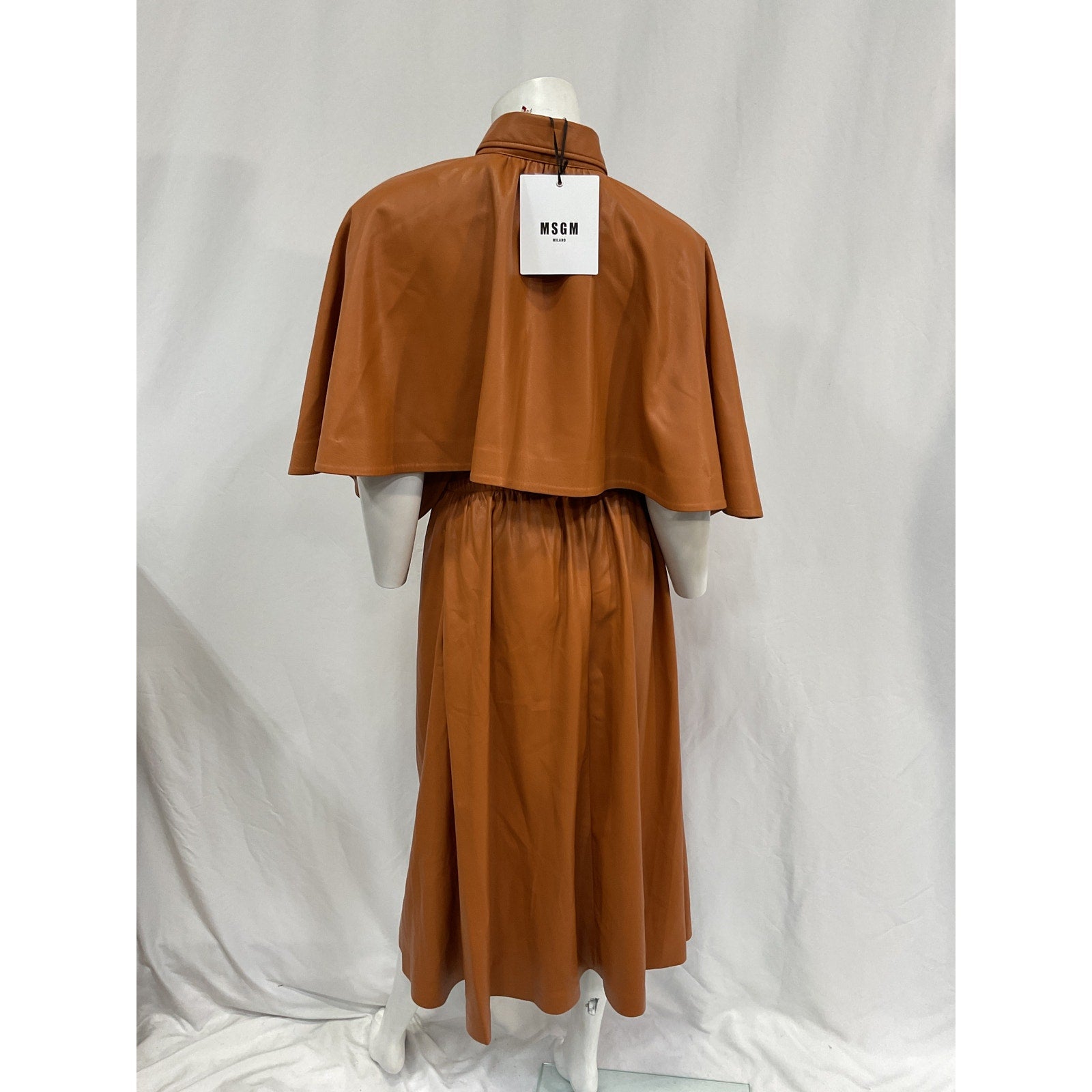 Msgm Faux-Leather Brown Polyester Shirt Dress Size 44 - NWT