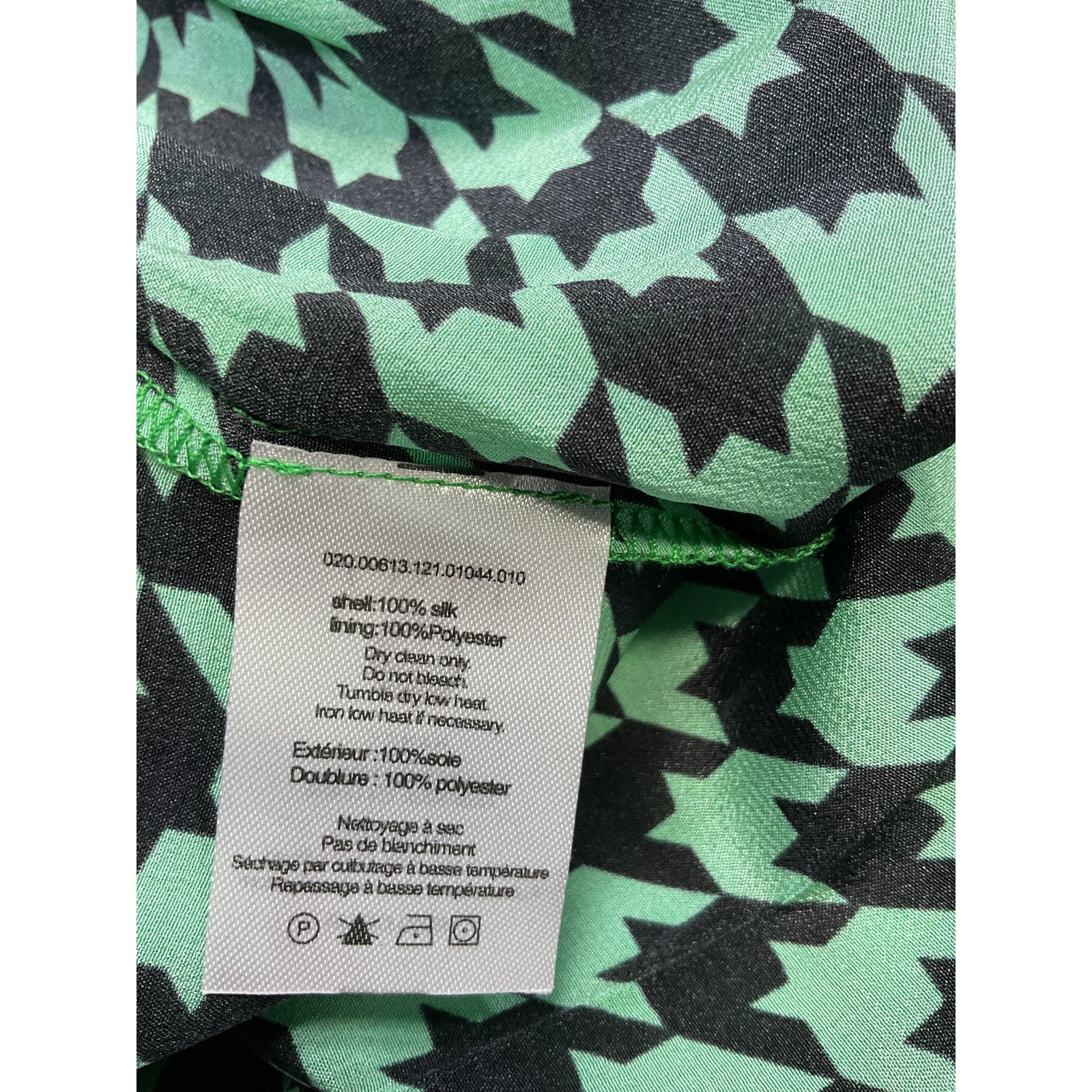 Rixo 'Nancy' Green Pleated Houndstooth Silk-Crepe Midi Skirt Size S