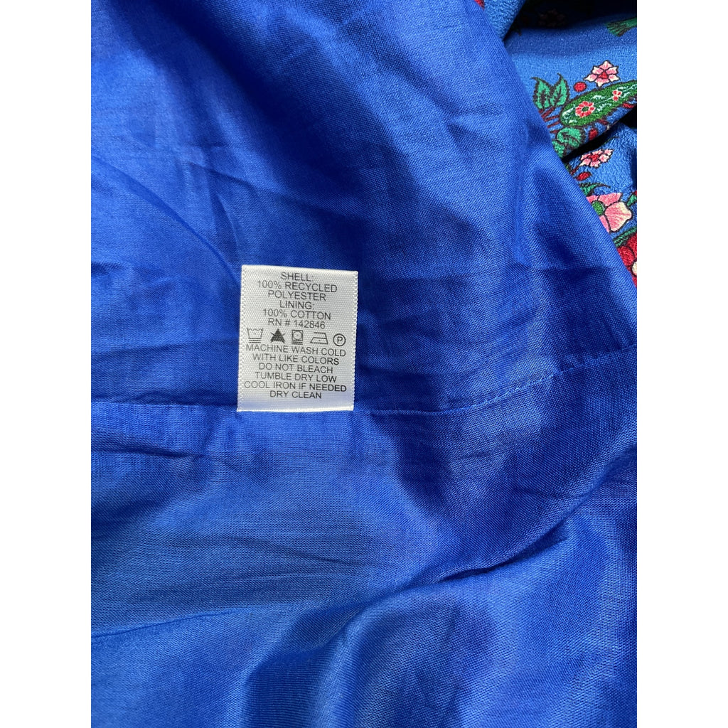 Rhode 'Mina' Blue Polyester Draped Floral-Print Crepe De Chine Mini Dress Size M