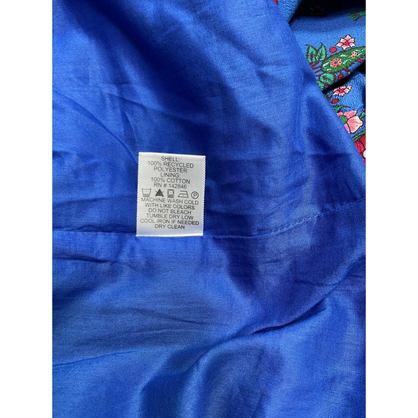 Rhode 'Mina' Blue Polyester Draped Floral-Print Crepe De Chine Mini Dress Size M