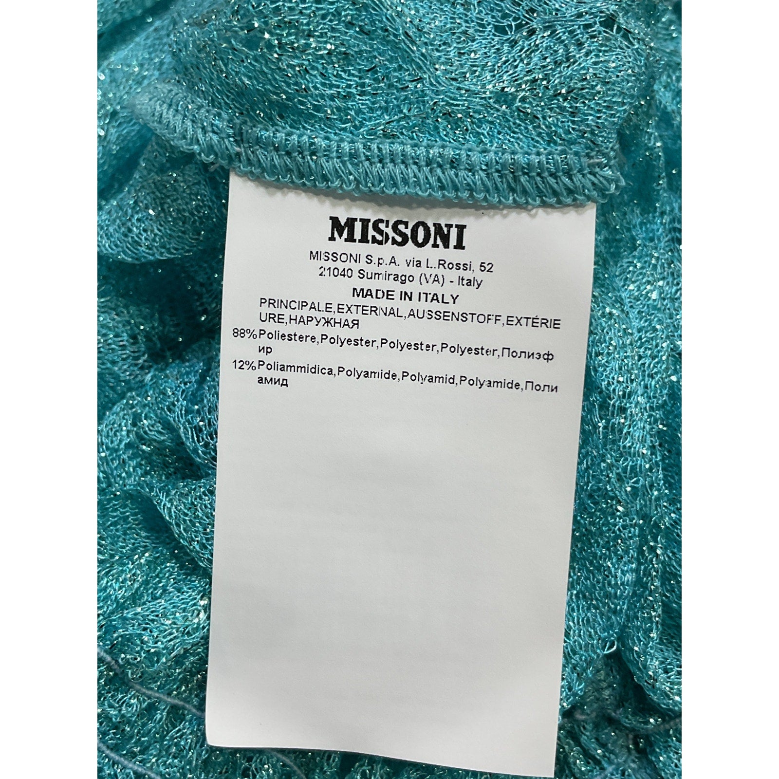 Missoni Off-The-Shoulder Blue Shirred Metallic Crochet-Knit Sweater Size 4