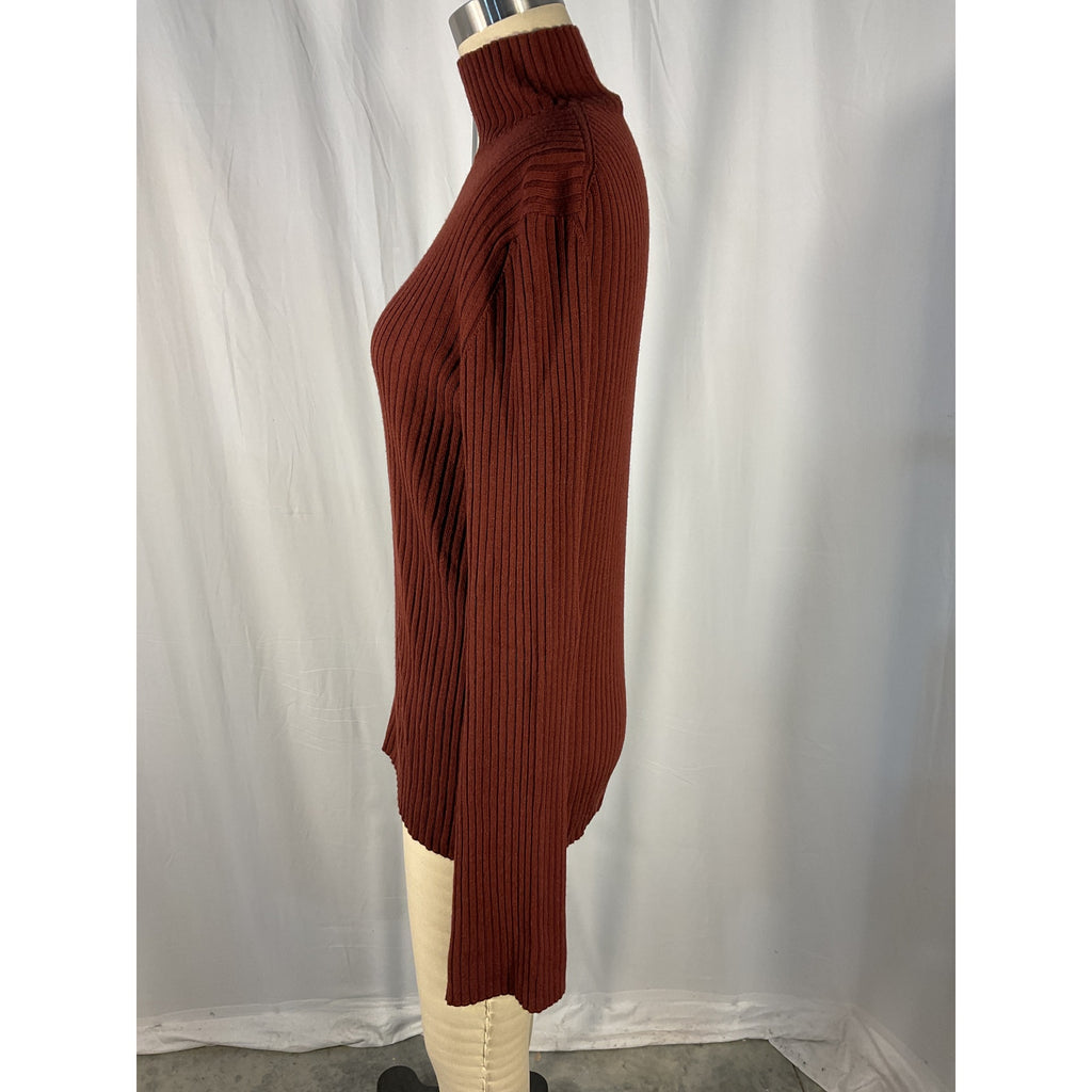 Chlo� 'Ribbed' Brown Wool Cashmere-Blend Turtleneck Sweater Size XL