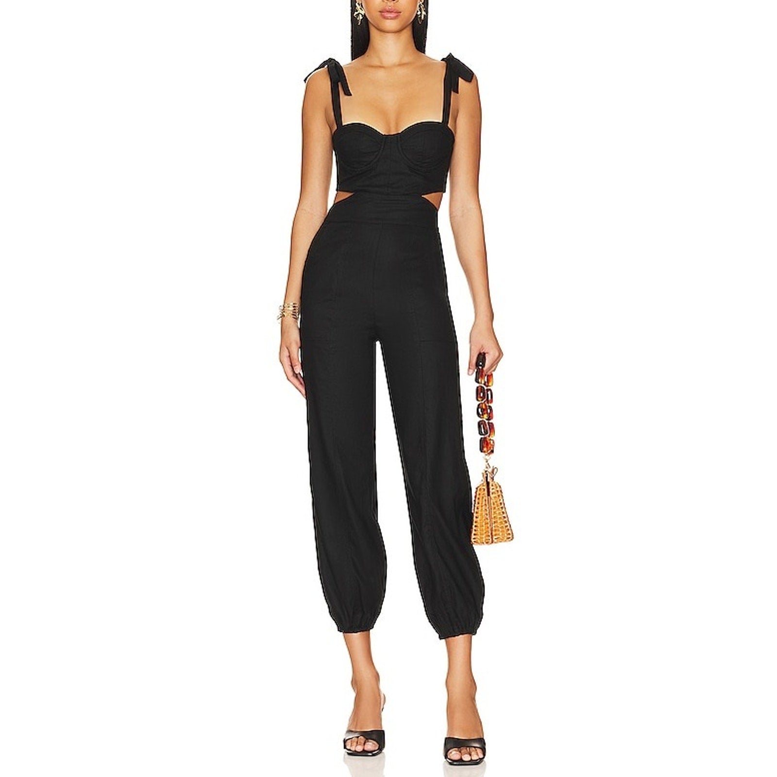Tularosa 'Kylo' Black Linen Jumpsuit Size S