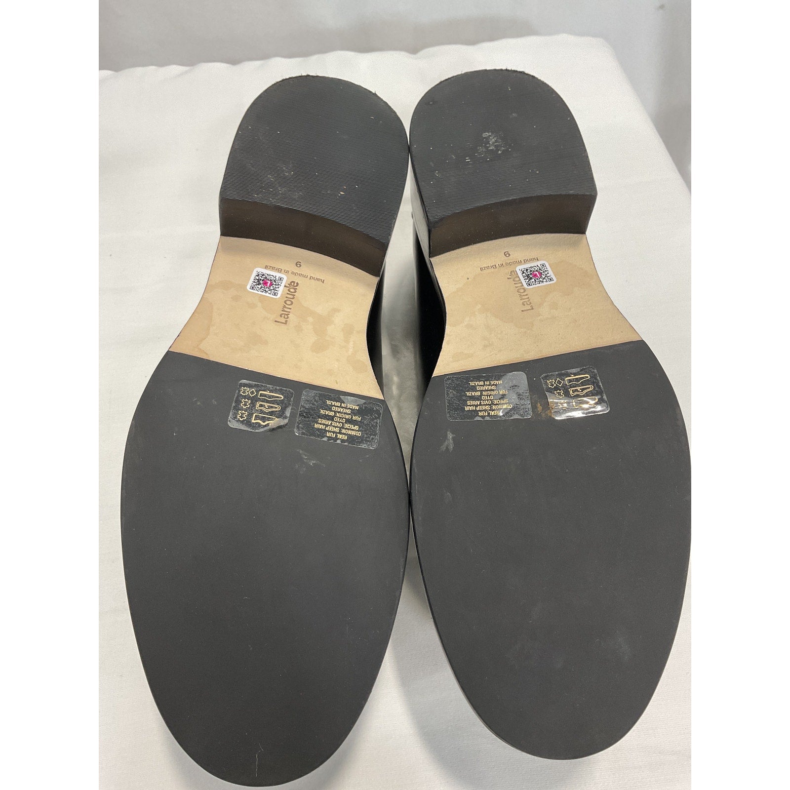 Larroude 'Bobbie' Black Leather Loafers Size 9