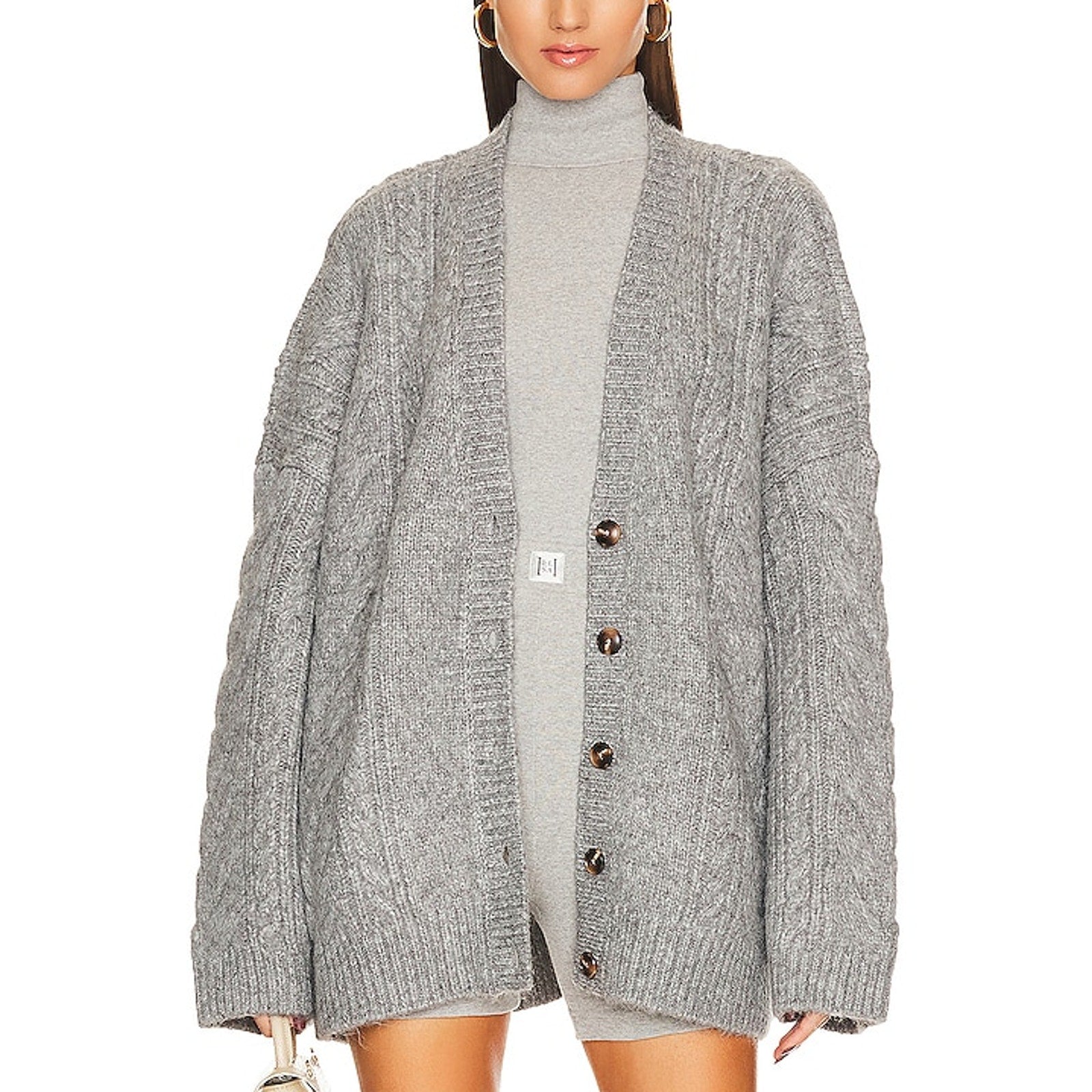 Helsa 'Serena' Grey Acrylic Cable Cardigan Size XS