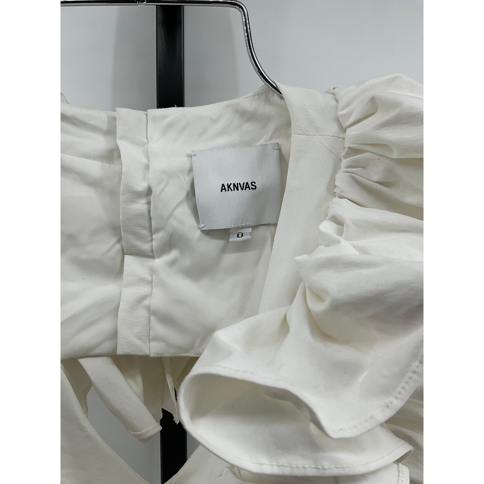 Aknvas 'Jagger' White Nylon Ruffle Dress Size 0