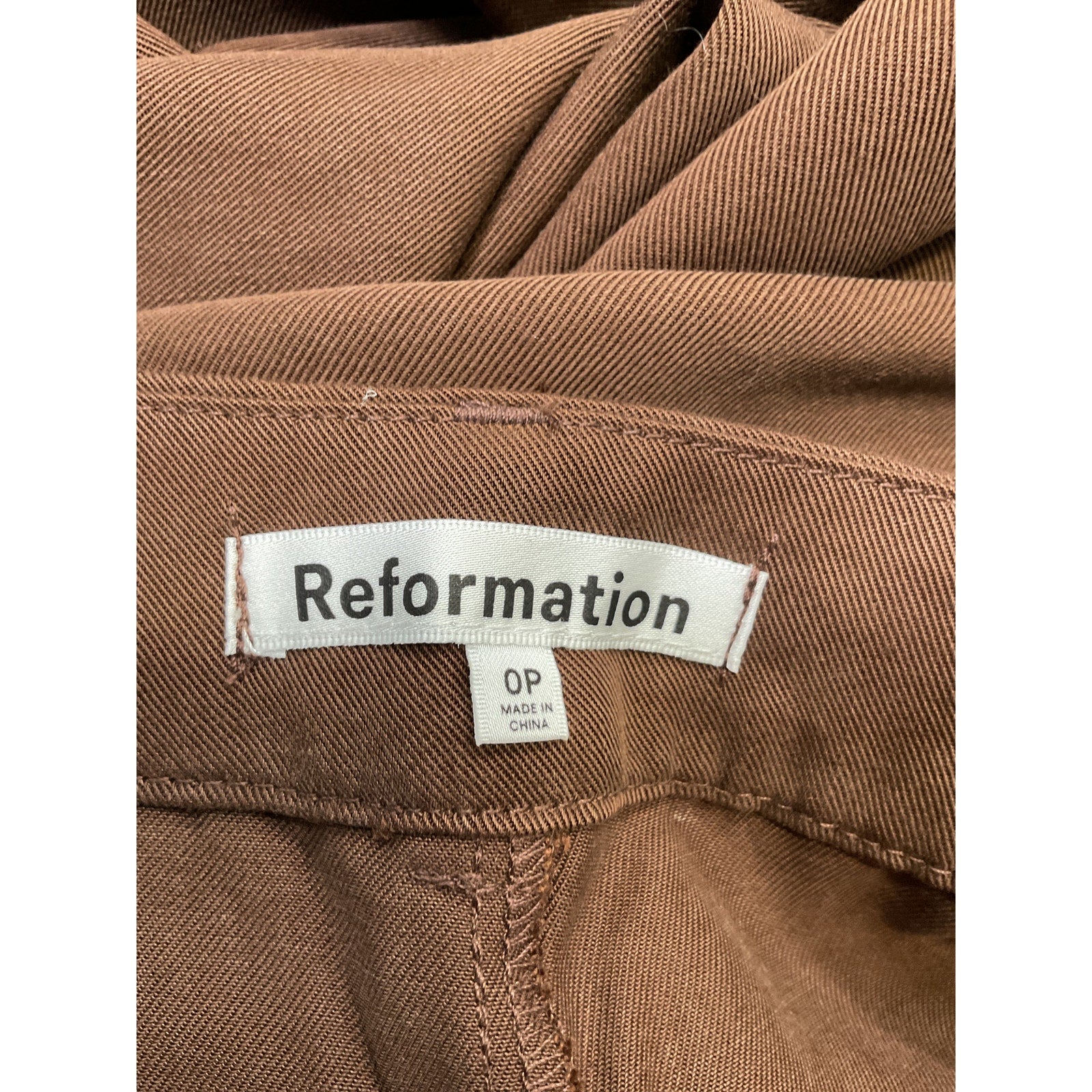 Reformation Petites Brown 'Mason' Pant Size 0P