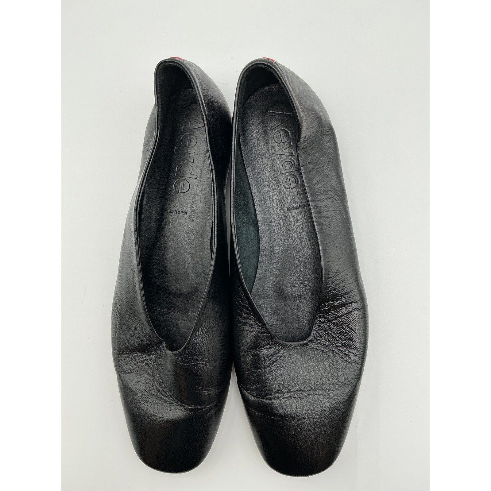 Aeyde 'Kirsten' Black Leather Ballet Flats Size 10