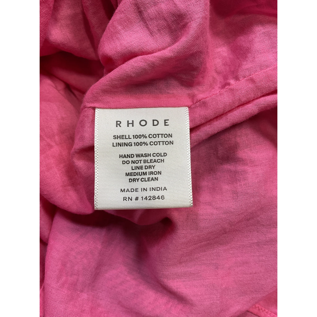 Rhode 'Pia' Pink Cotton Ruched Mini Dress Size 6