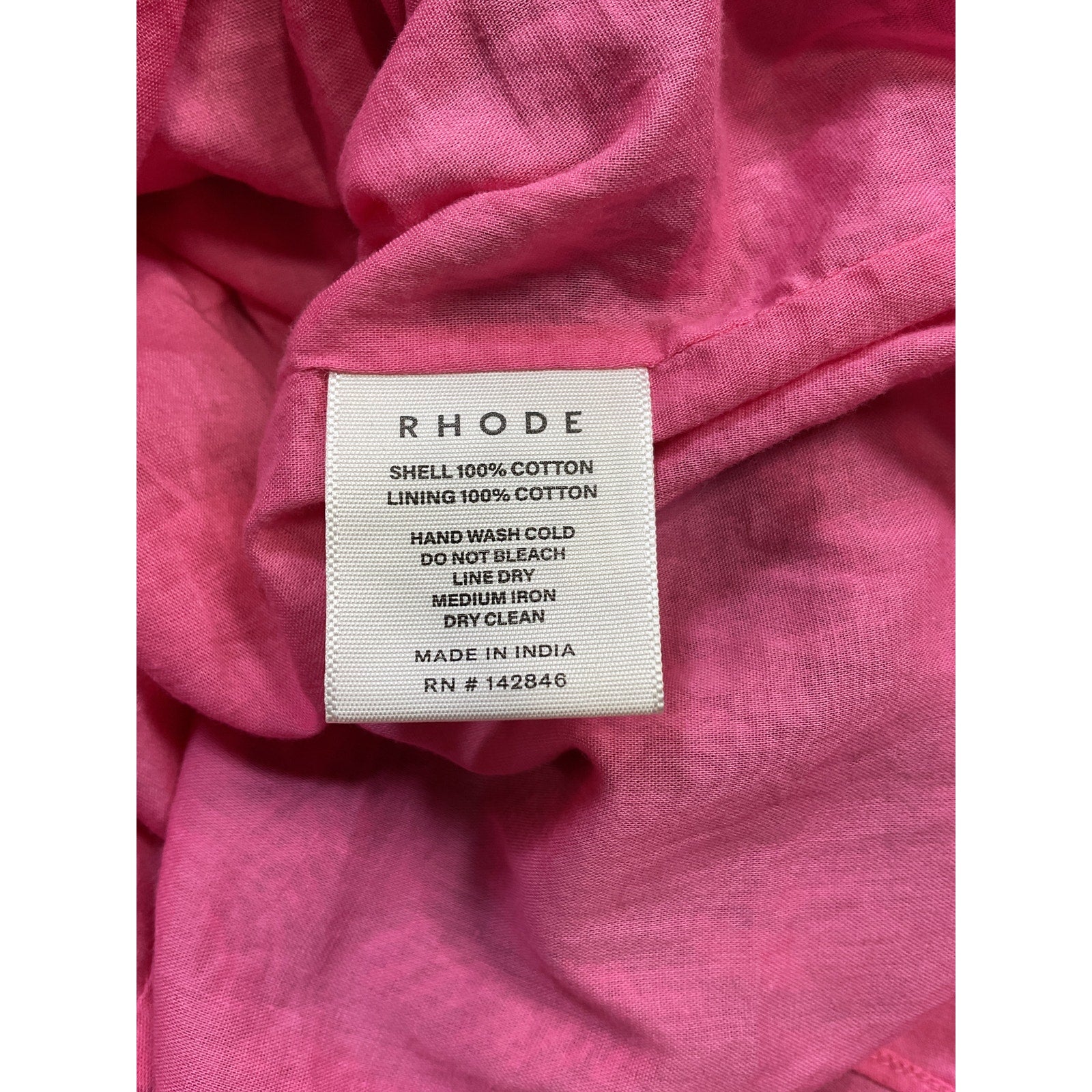 Rhode 'Pia' Pink Cotton Ruched Mini Dress Size 6