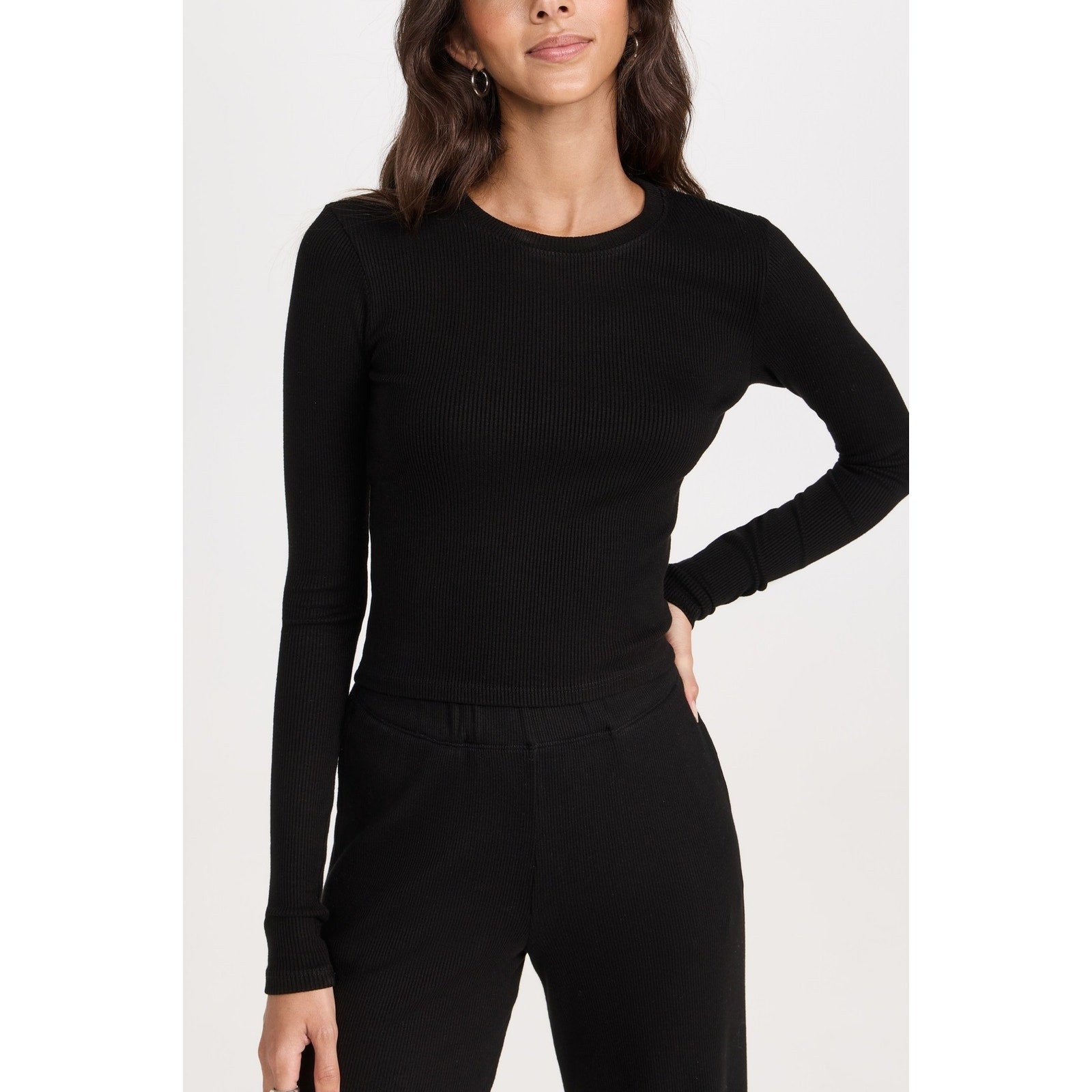 Sprwmn 'Cropped' Black Baby Longsleeve Crewneck Tee Size M