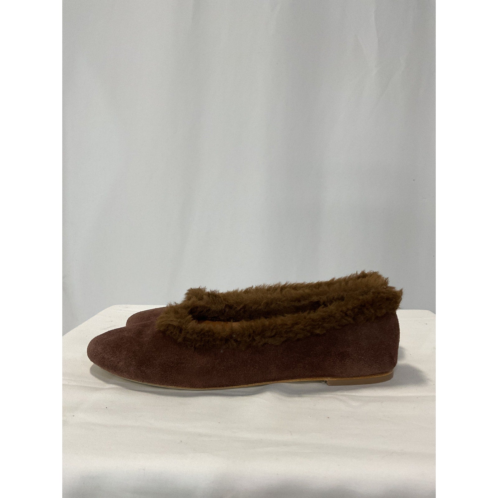 Staud 'Alba' Brown Suede Faux Fur Trim Ballet Flats Size 11