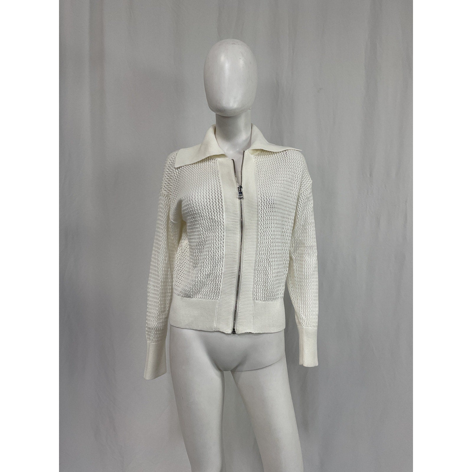 Varley 'Fairfield' White Cotton Knit Jacket Size XS