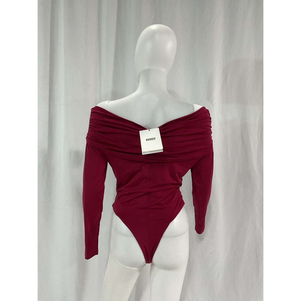 Nookie 'Element' Pink Off Shoulder Thong Back Bodysuit Size M - NWT