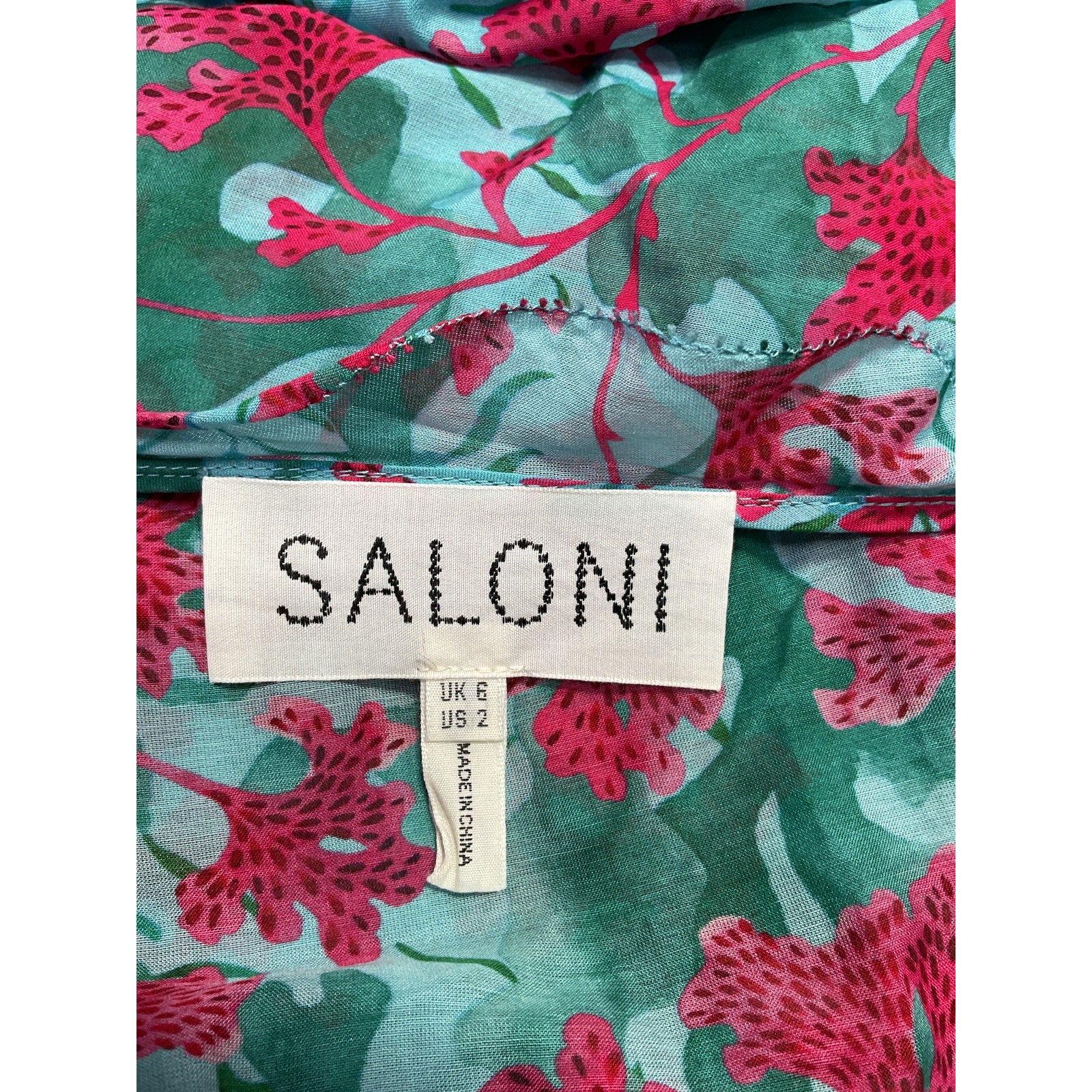 Saloni Floral Print Blue Mini Dress Size 2