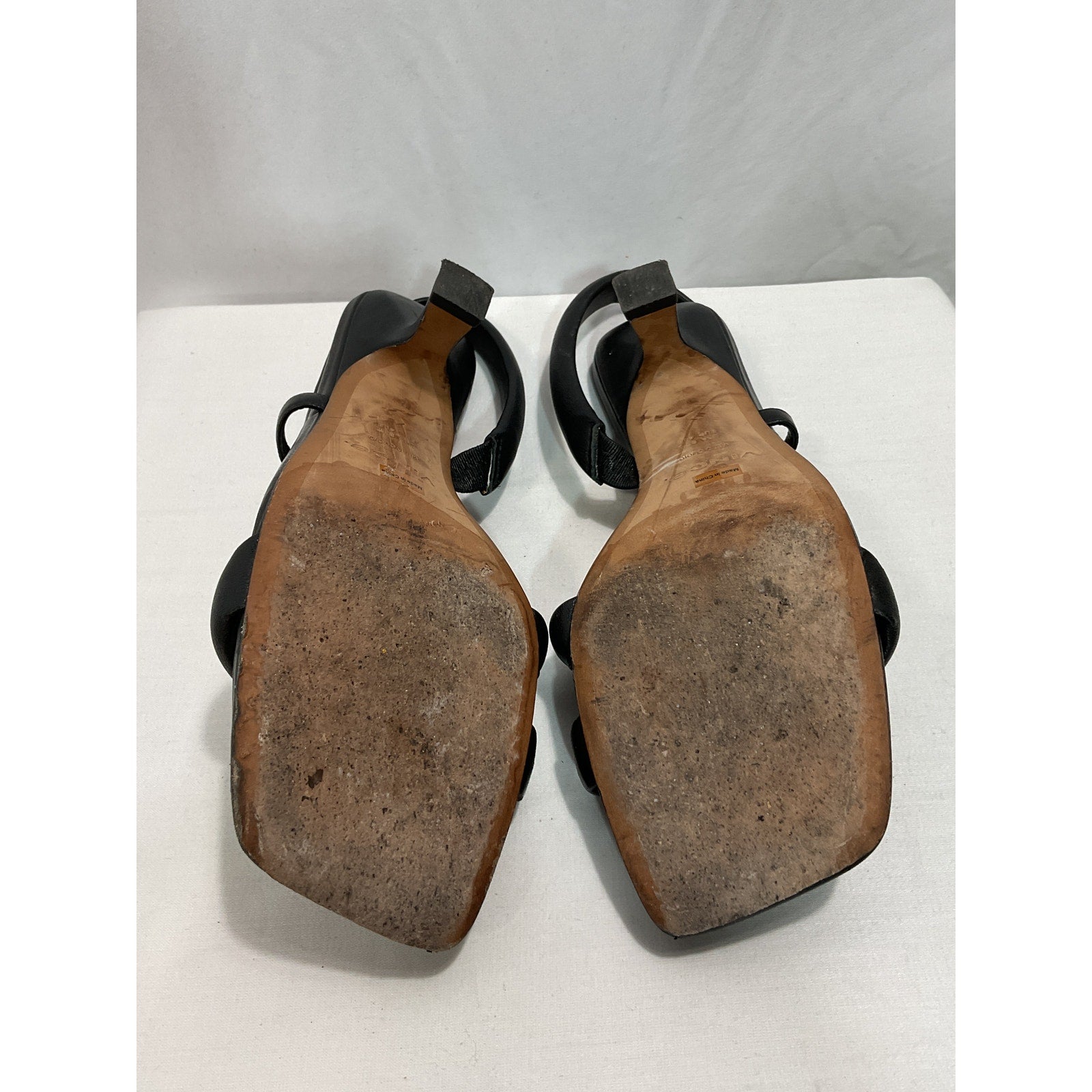 Vince 'Coline' Black Leather Slip On Slingback Mid Heel Sandals Size 9.5