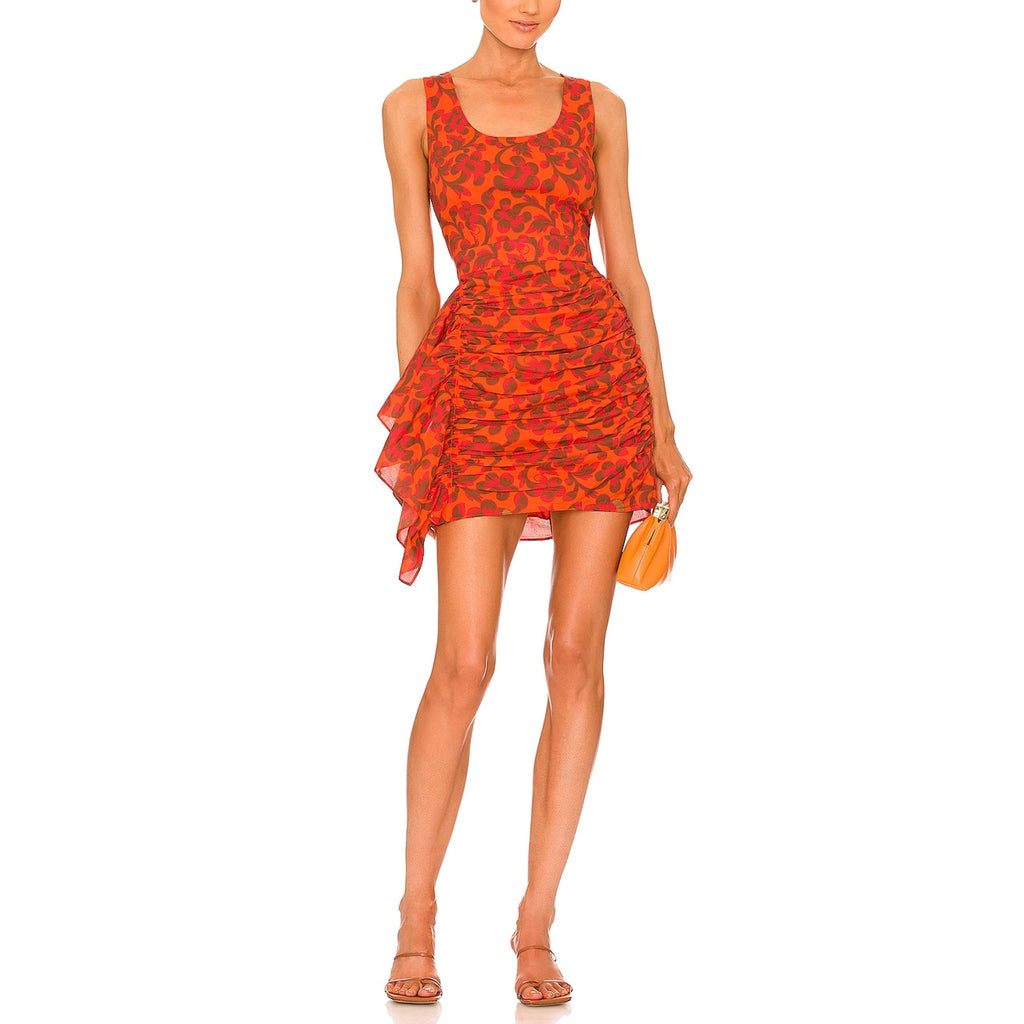 Rhode 'Tilda' Red Poplin Ruffle Dress Size M