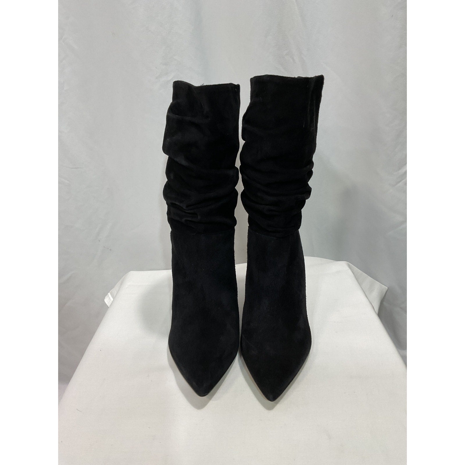 Schutz 'Ashlee' Black Suede Leather Stiletto Heel Boot Size 7