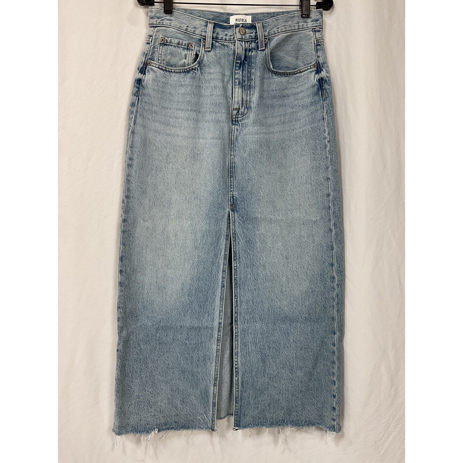 Pistola 'Alice' Blue Cotton High Rise Midi Skirt Size 28