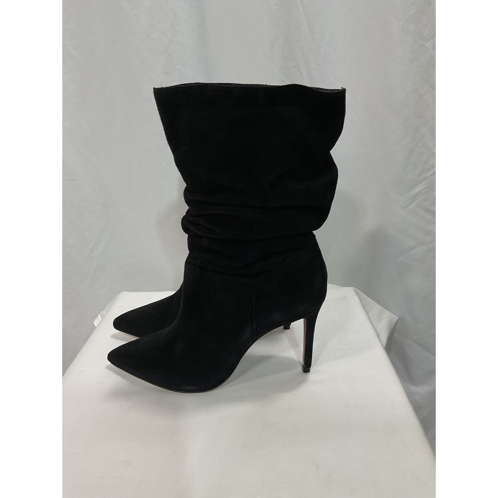 Schutz 'Ashlee' Black Suede Leather Stiletto Heel Boot Size 7