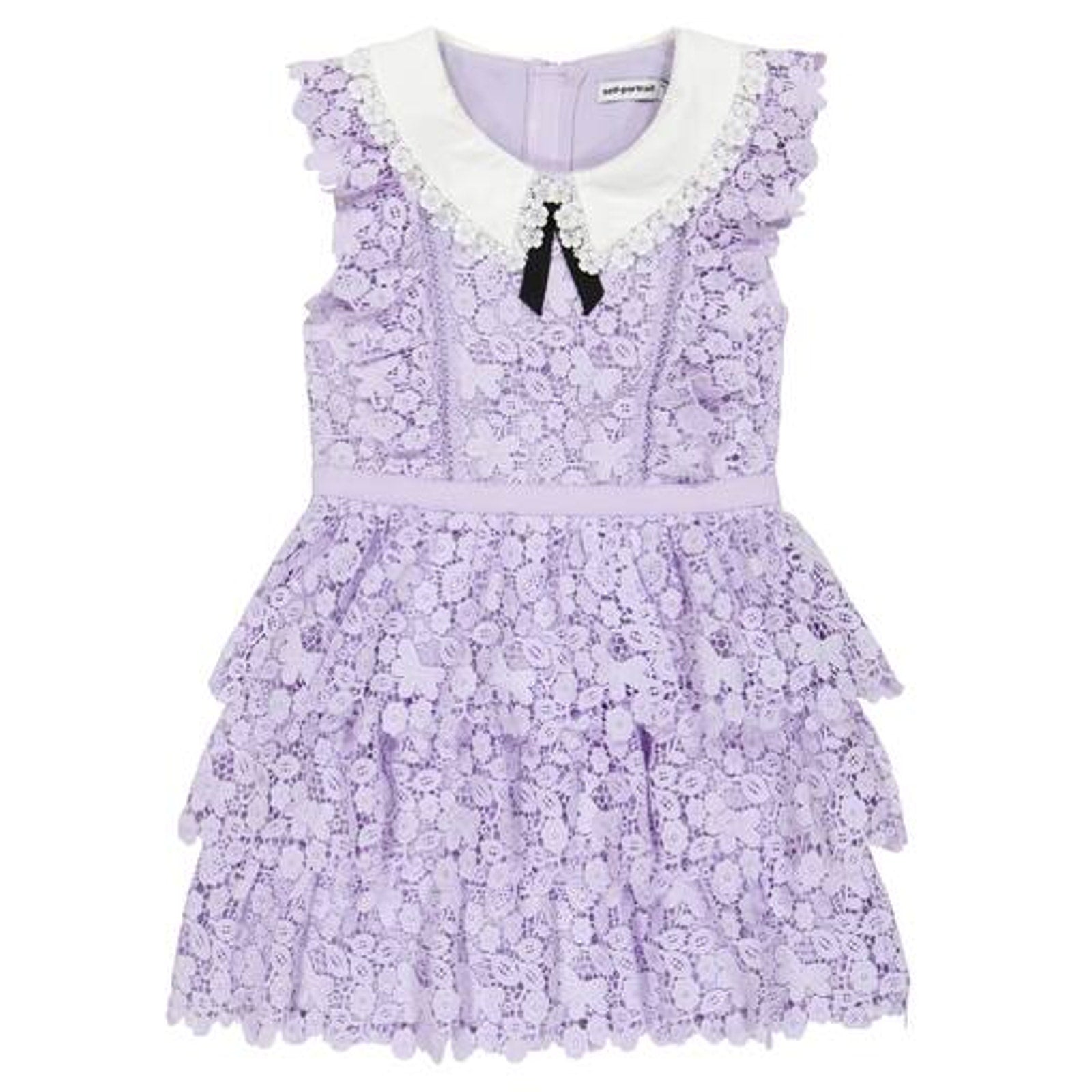 Self-Portrait 'Guipure' Purple Polyester Lace Dress Size UK 8-10