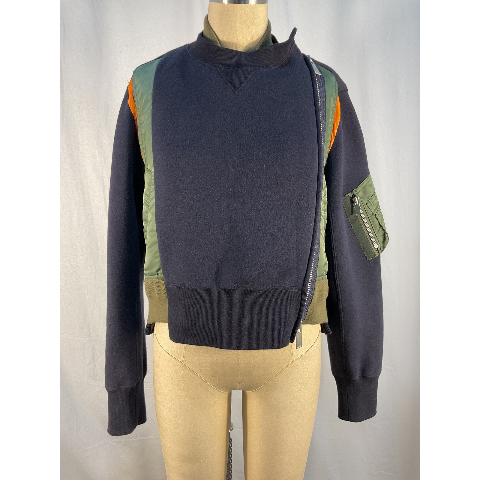 Sacai 'Layered' Blue Cotton Sweatshirt Size 1