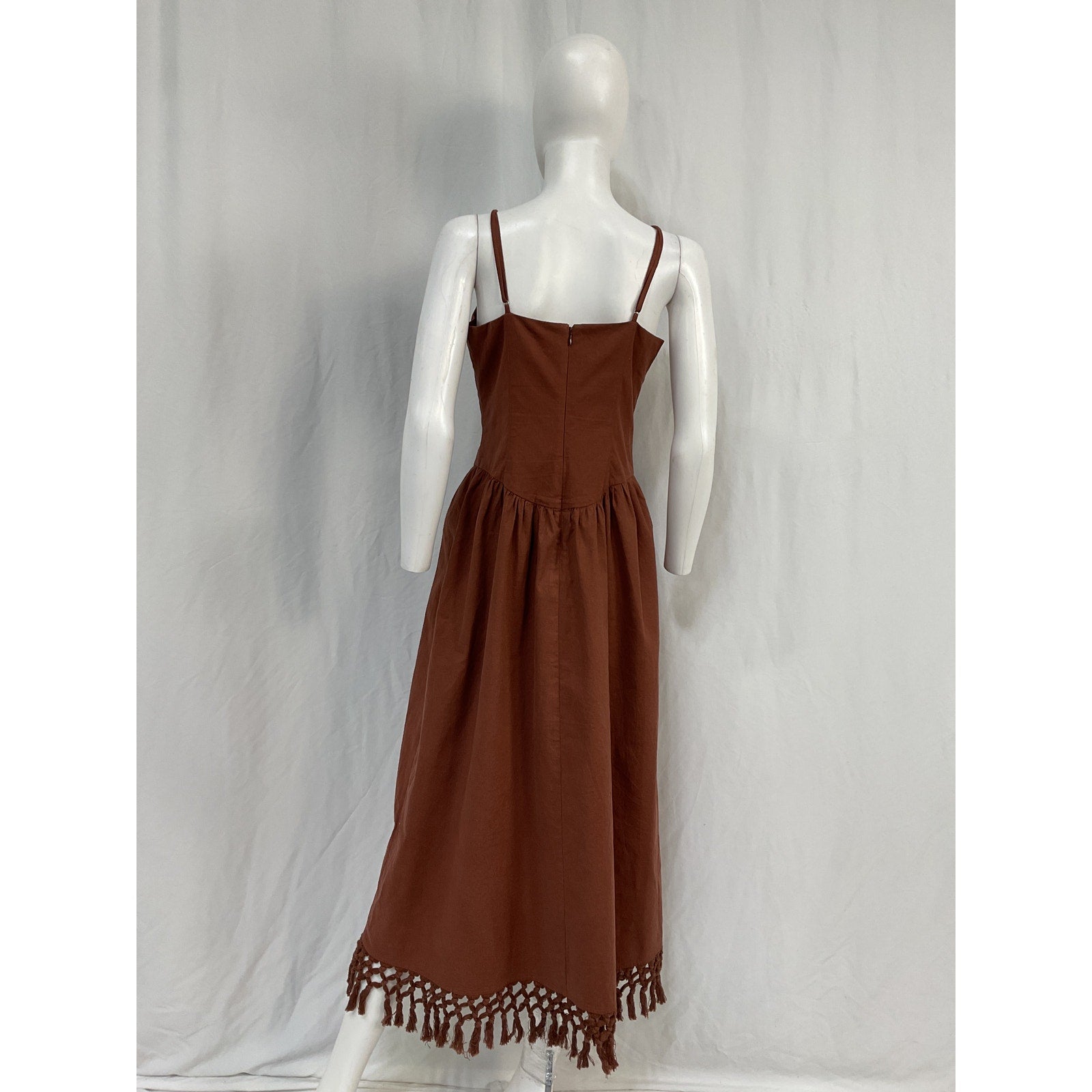 Tularosa 'Lexi' Brown Linen Midi Dress Size L