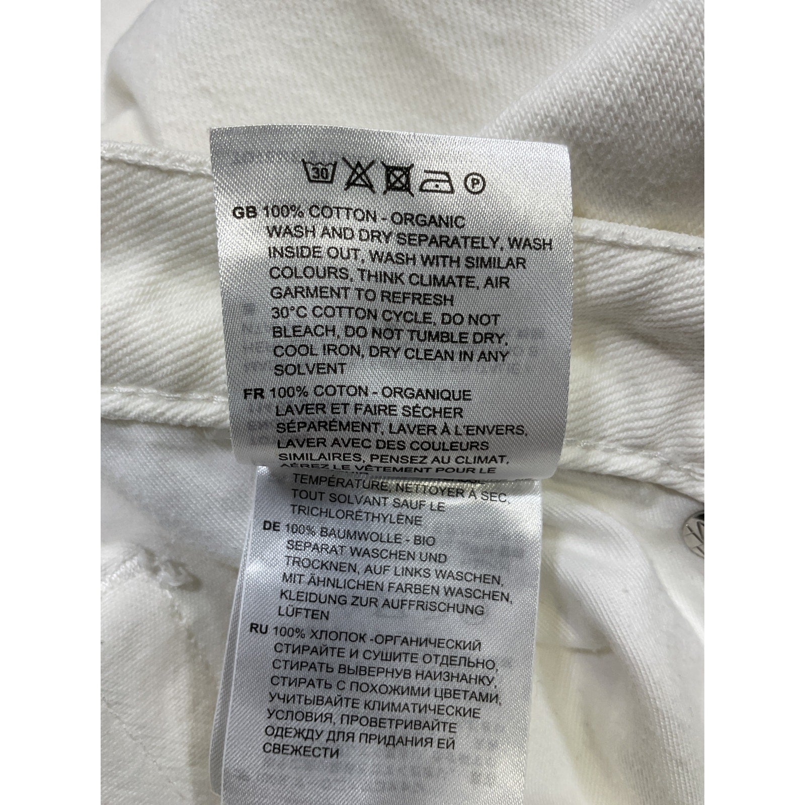 Toteme + Net Sustain Barrel White Cotton High-Rise Straight-Leg Organic Jeans Size 26
