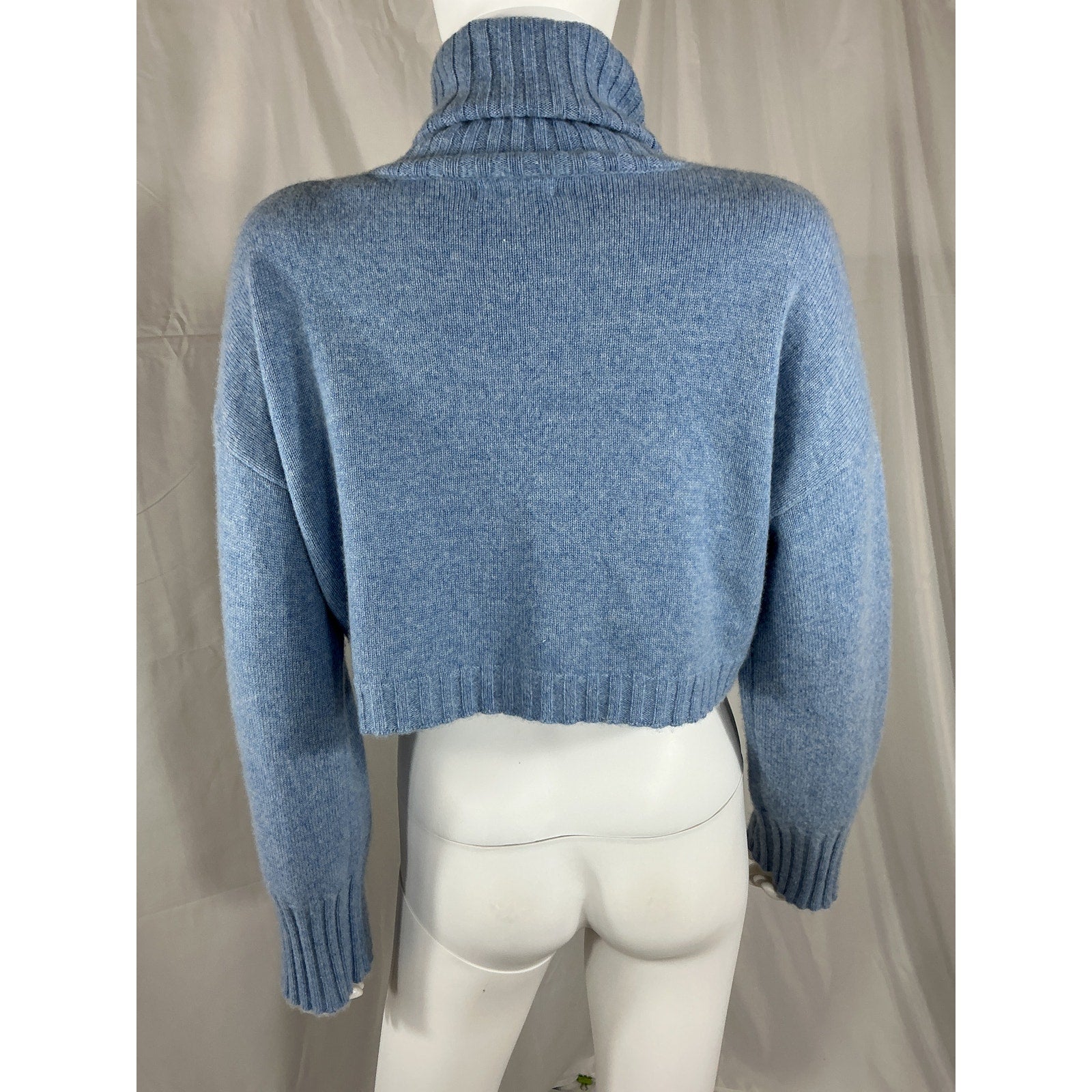 Sablyn 'Silvia' Blue Cashmere Cropped Cashmere Turtleneck Sweater Size XS