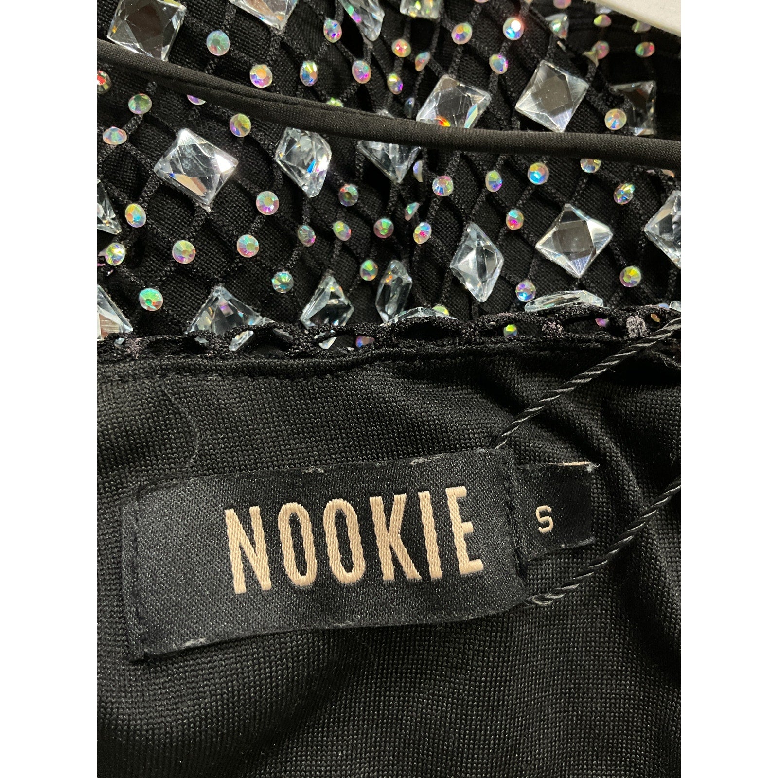Nookie 'Fame' Silver Crystal Embellished Mini Dress Size S - NWT