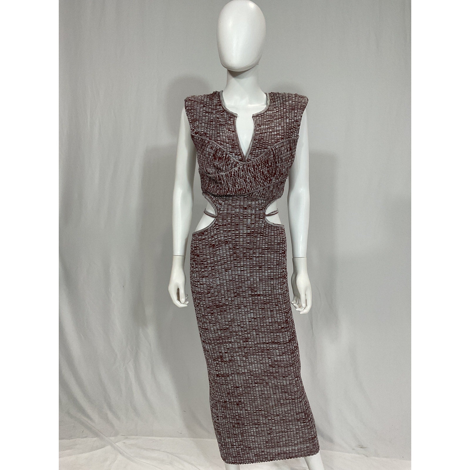 Self-Portrait 'Crossover' Red Rib Knit Midi Dress Size XL