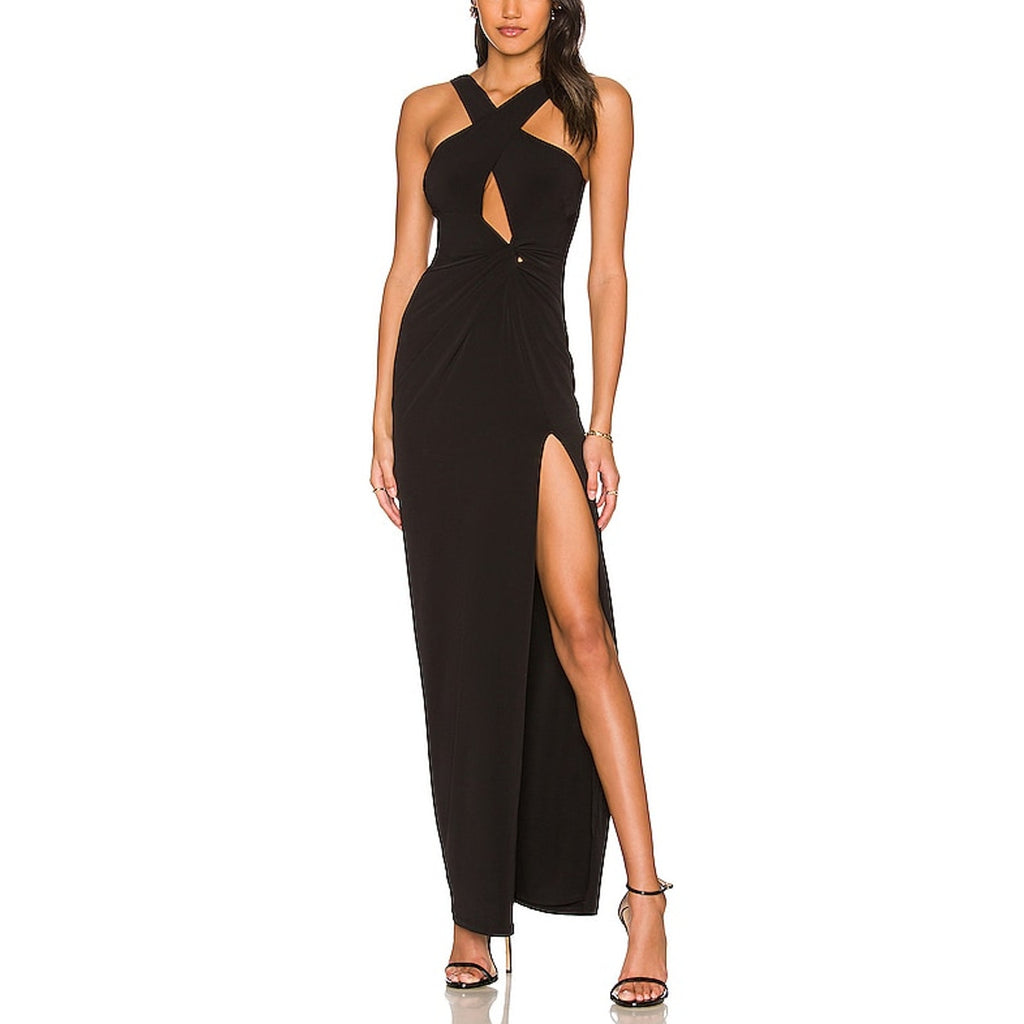 Nookie 'Belisse' Black Asymmetric Front Cut Out Gown Size L