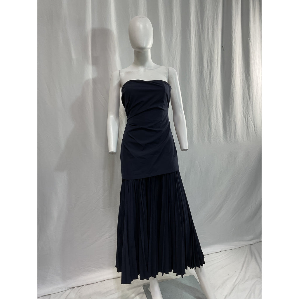 A.L.C. 'Austin' Navy Strapless Drop-Waist Poly Cotton Bend Maxi Dress Size 0 - NWT