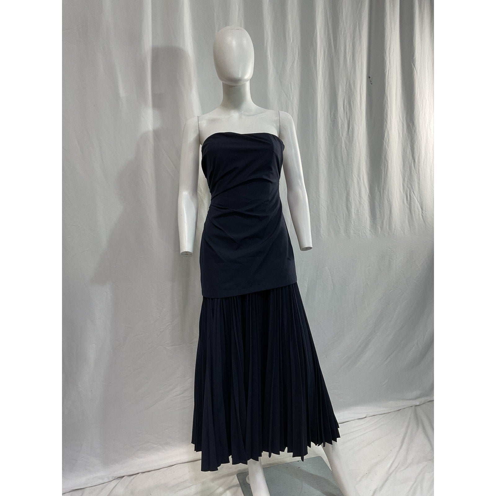 A.L.C. 'Austin' Navy Strapless Drop-Waist Poly Cotton Bend Maxi Dress Size 0 - NWT