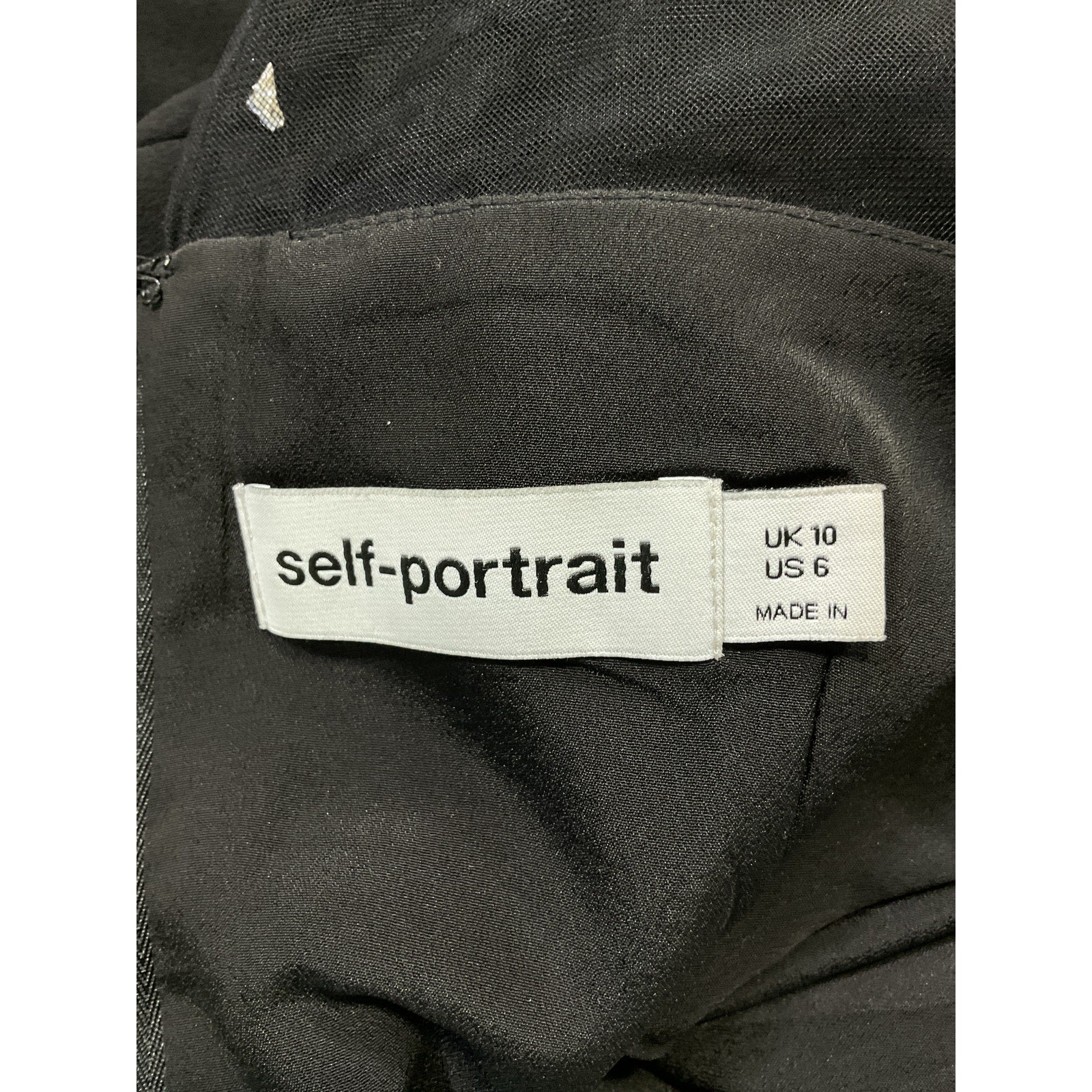 Self-Portrait 'Embellished' Black Crepe Mini Dress Size 6