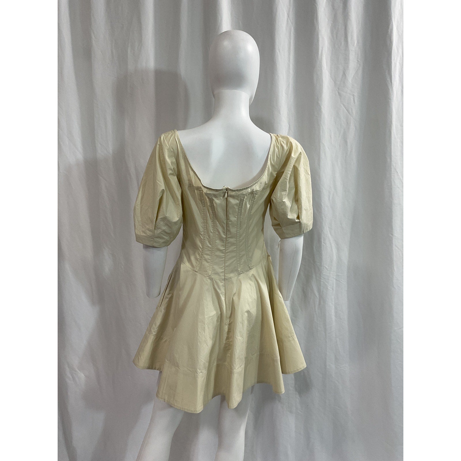 Helsa 'Poplin' White Poplin Sculptural Mini Dress Size M